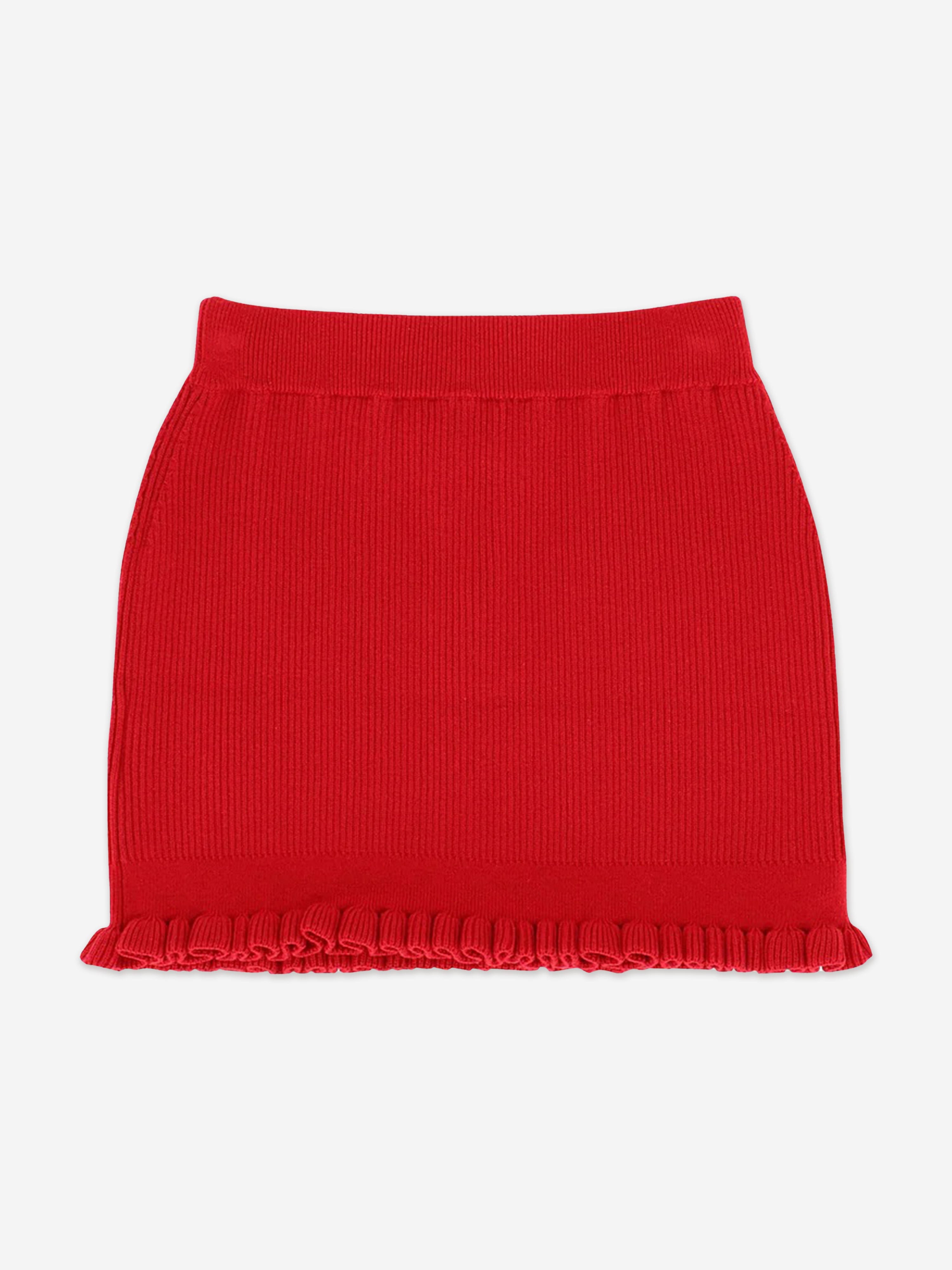 Girls Troy Rib Knitted Skirt in Red