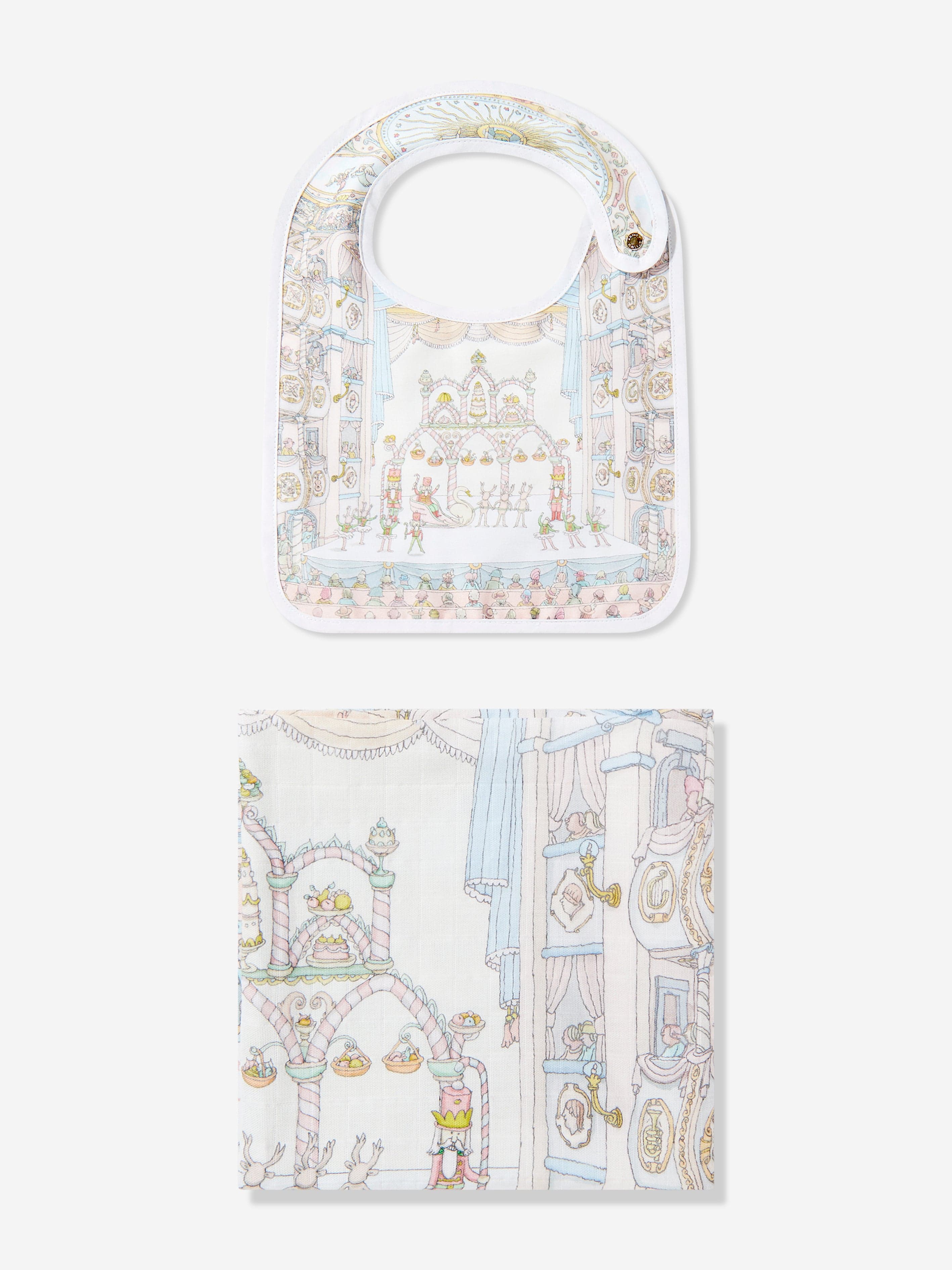 Atelier Choux Baby Opera Swaddle and Satin Bib Set in Blue