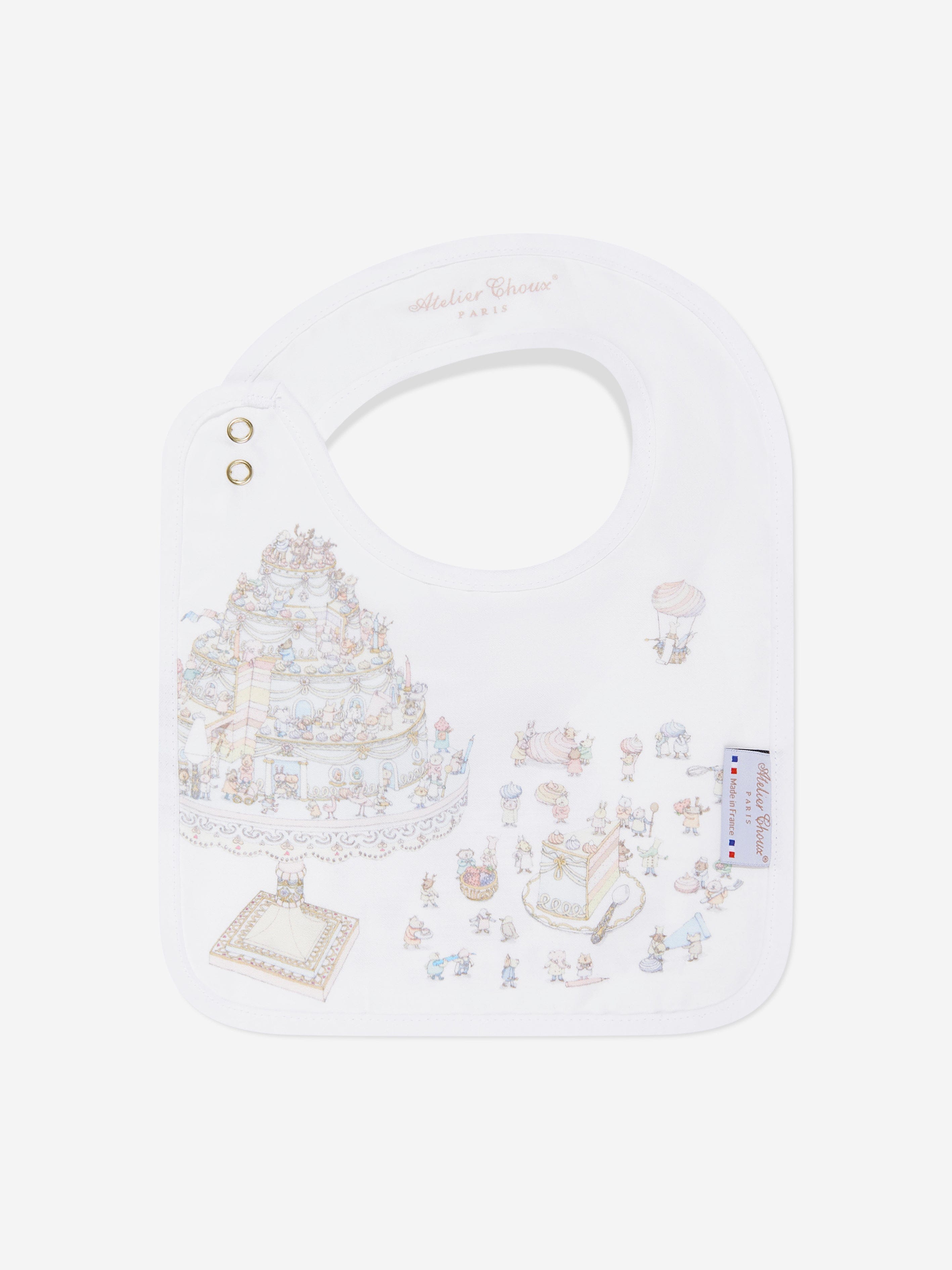 Atelier Choux Baby Le Gateau Carré and Satin Bib Set in White