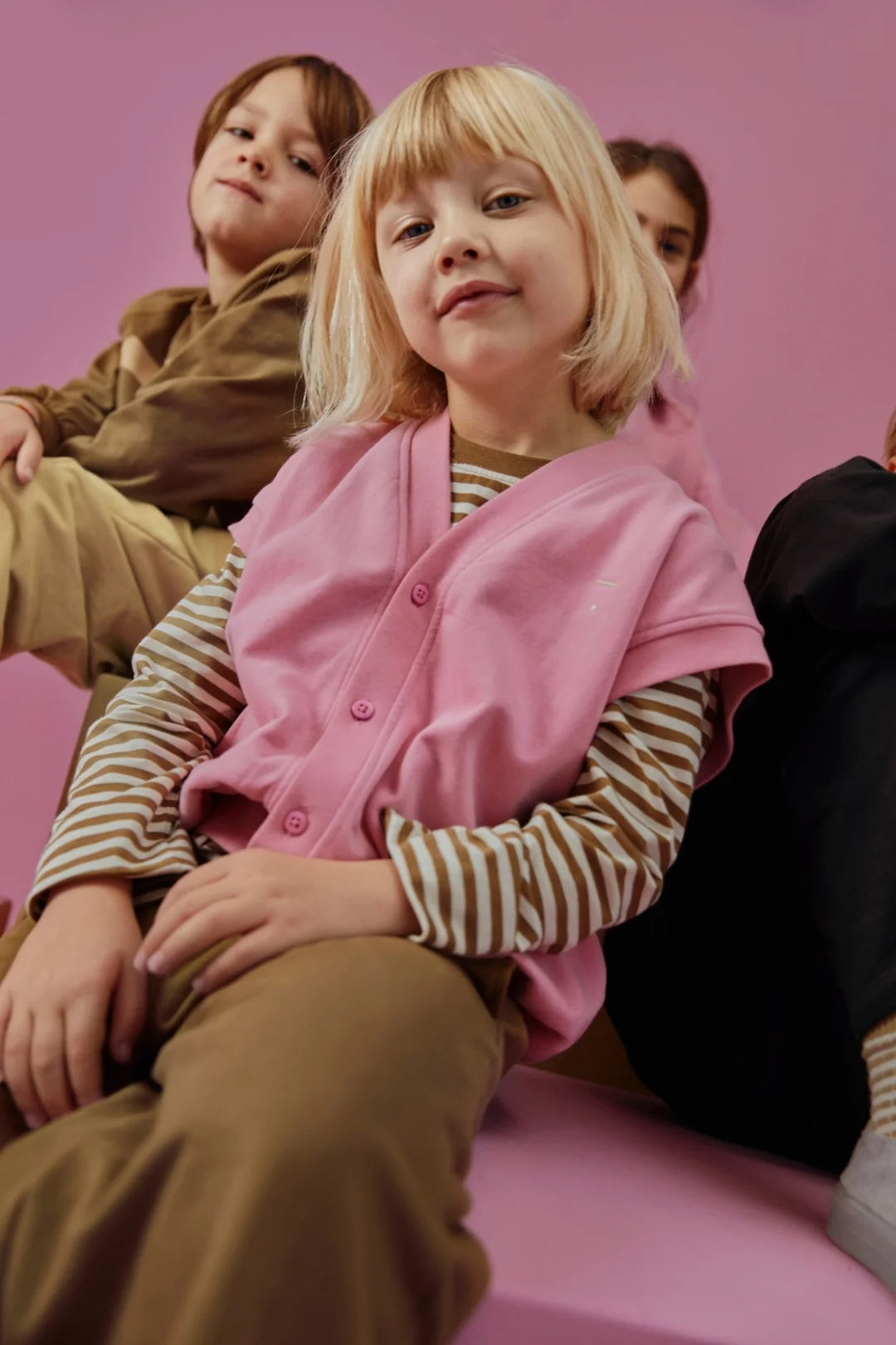 Boys & Girls Pink Cotton Cardigan
