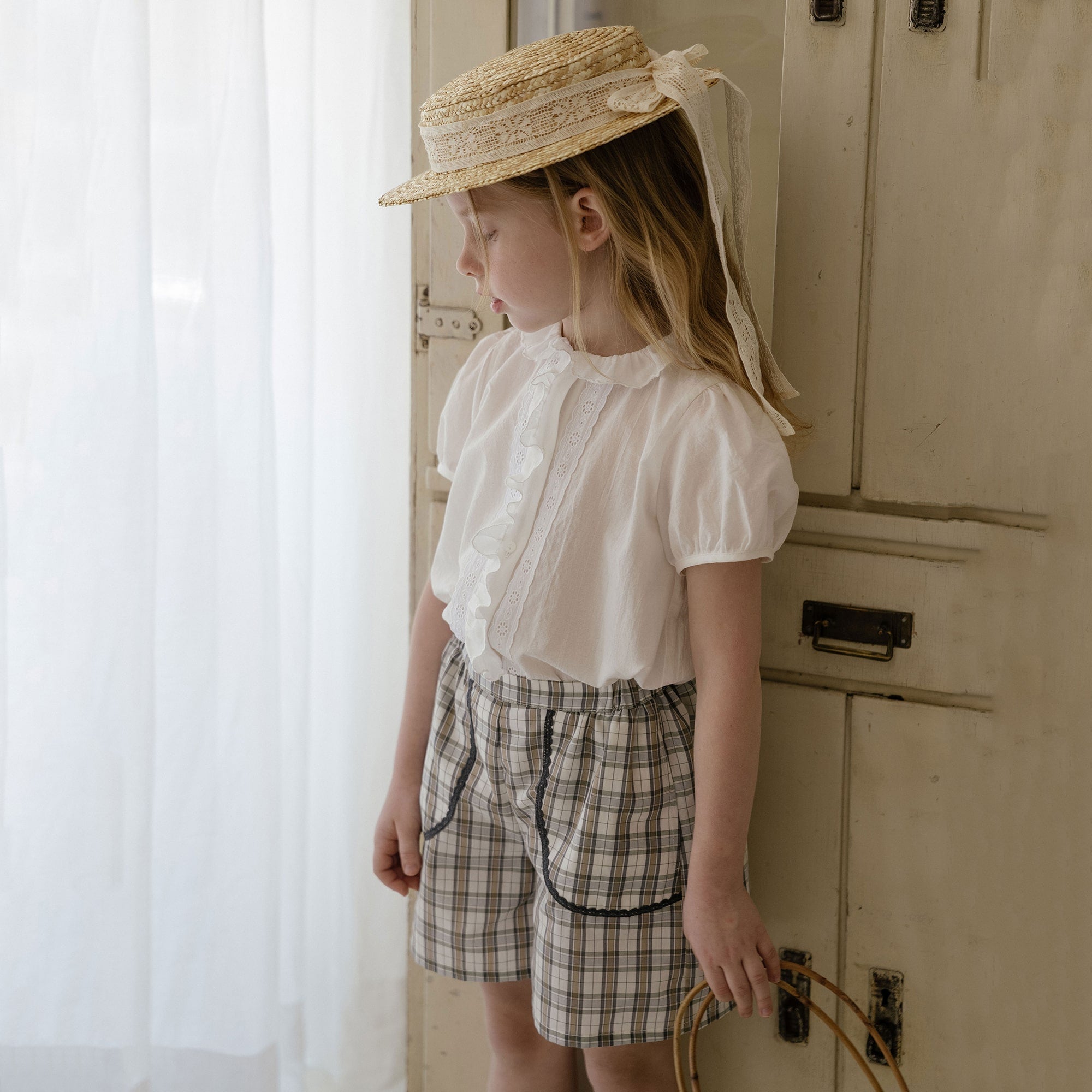 Girls White Embroidered Cotton Shirt