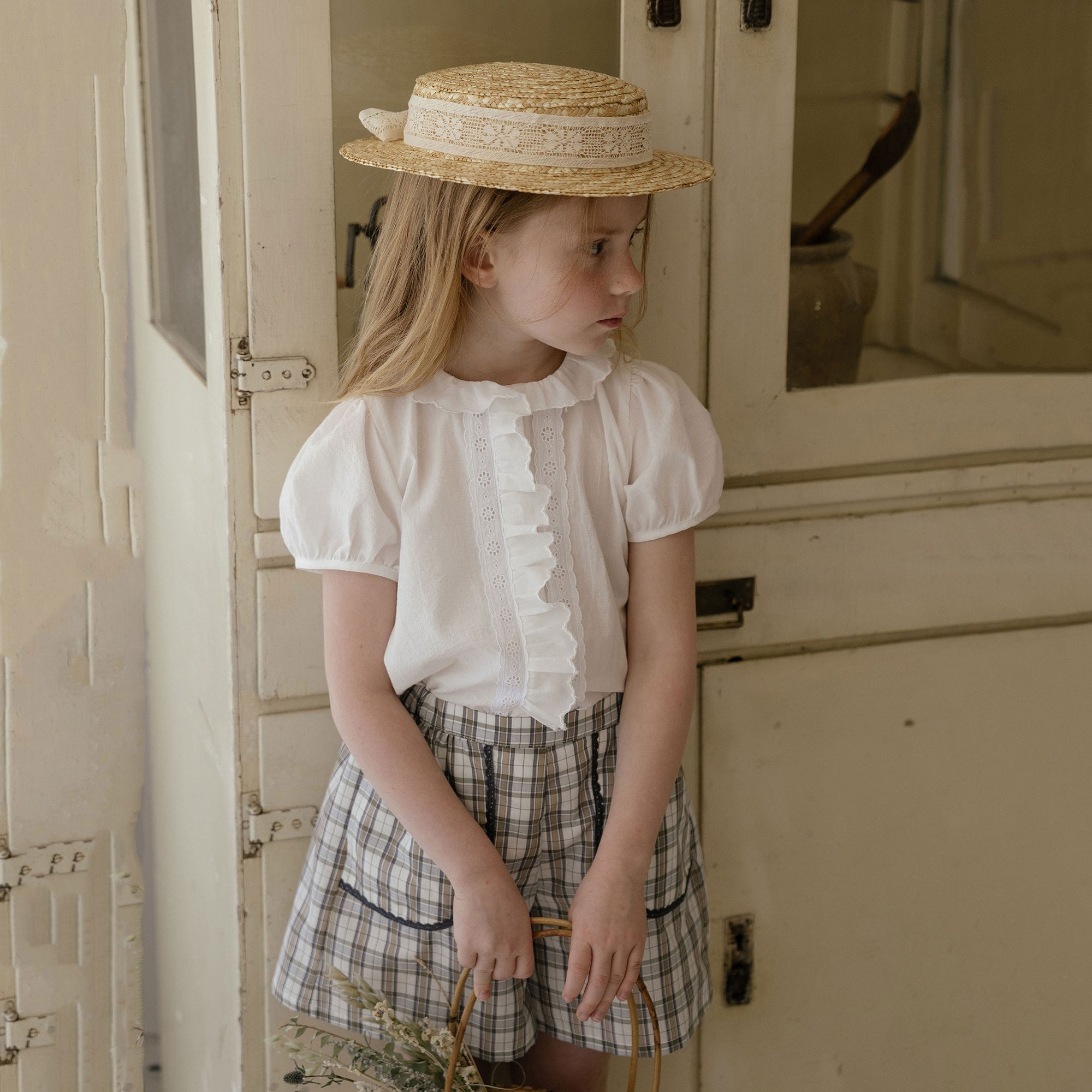 Girls White Embroidered Cotton Shirt