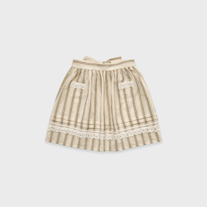 Tablier de cuisine en coton rayé beige pour filles