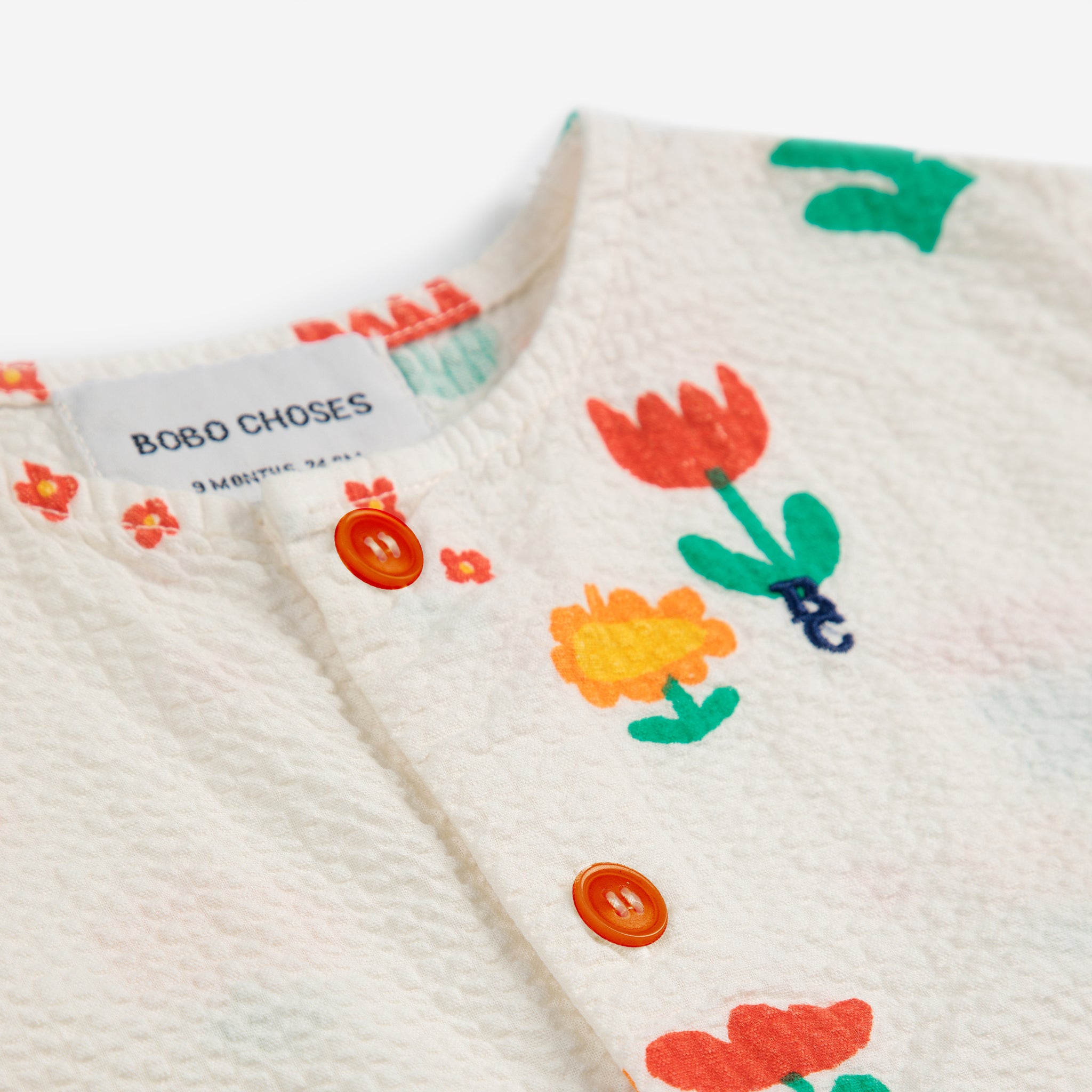 Baby Girls Offwhite Printed Flower Cotton Jumpsuit