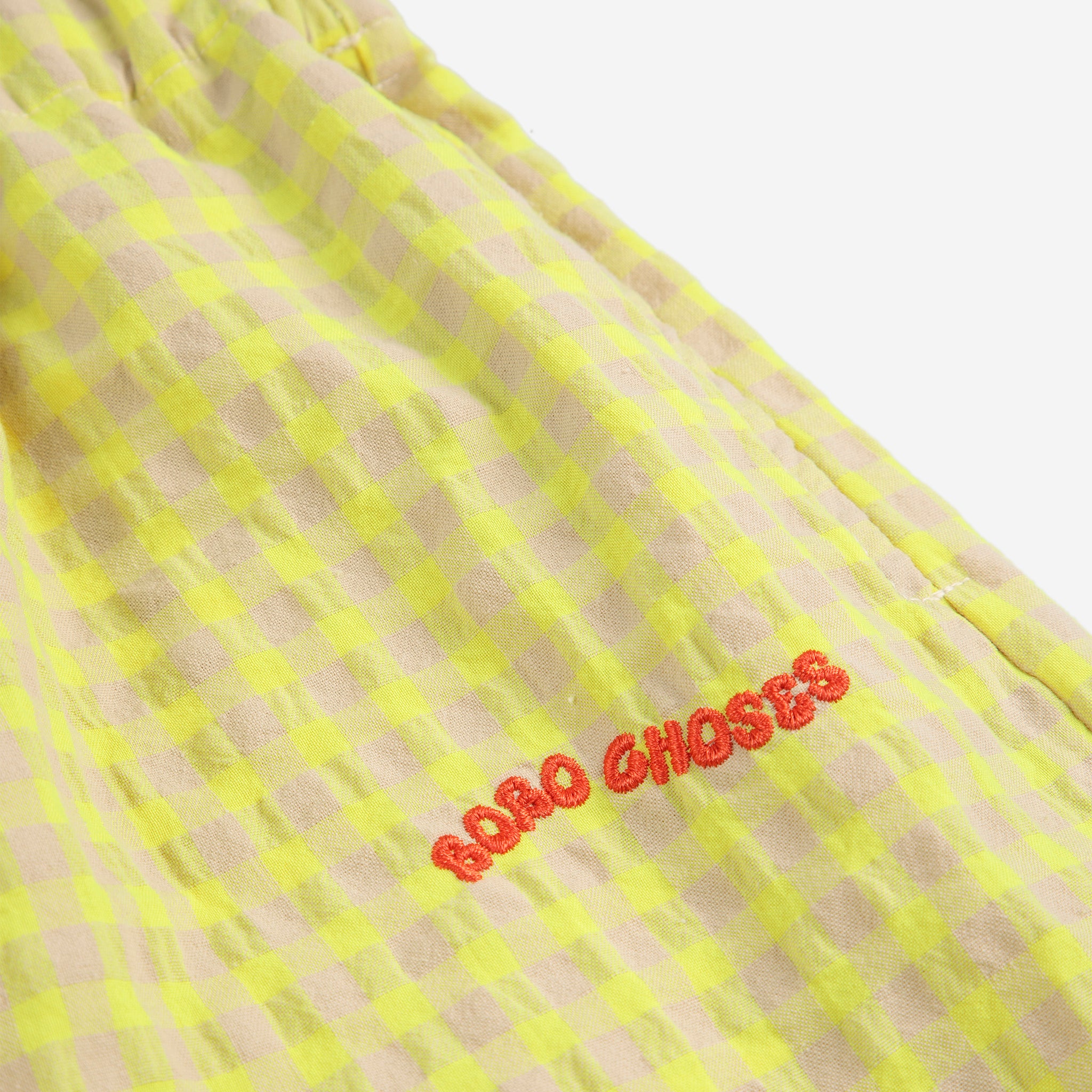 Girls Yellow Plain Embroidery Logo Cotton Trousers