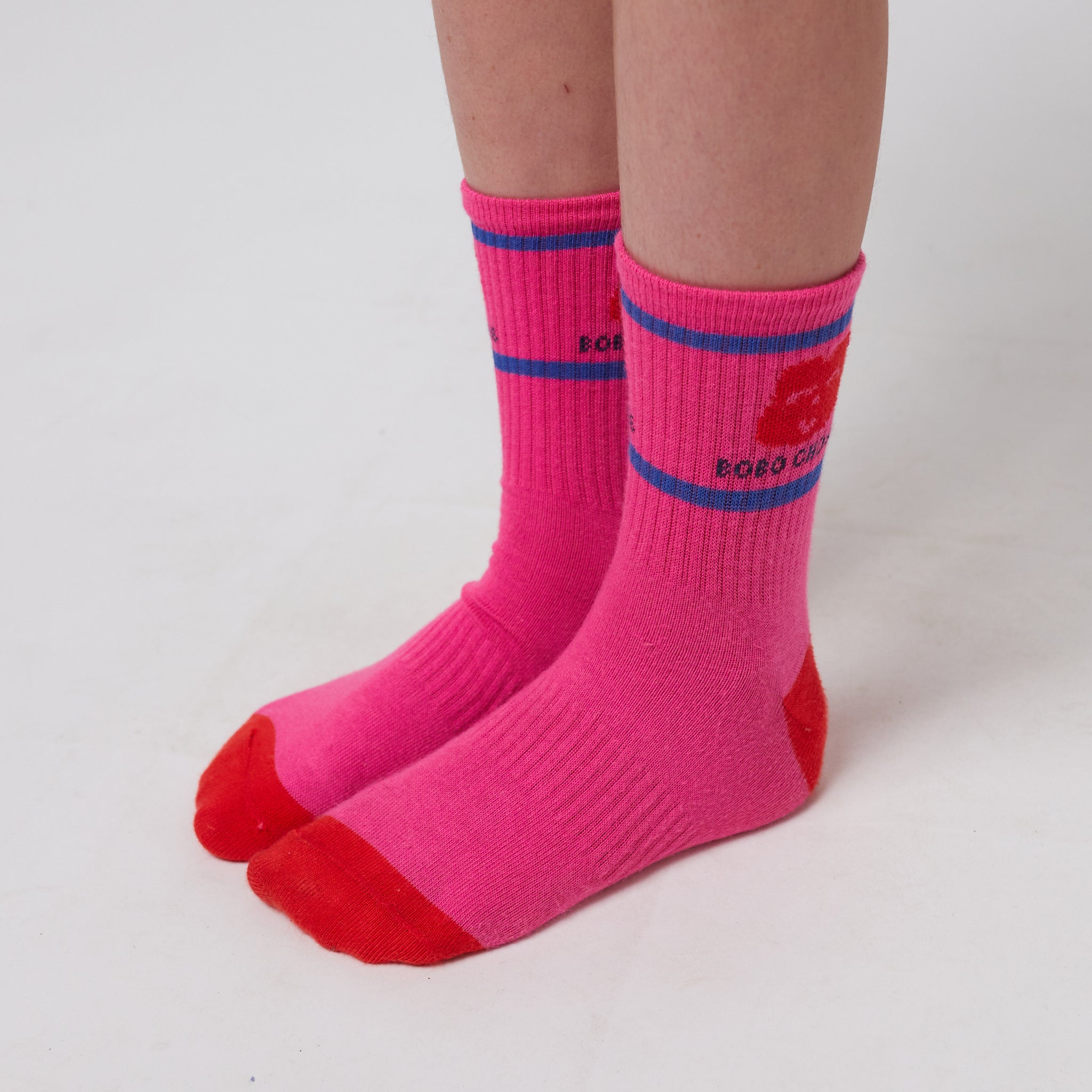 Girls Pink Printed Logo Cotton Socks