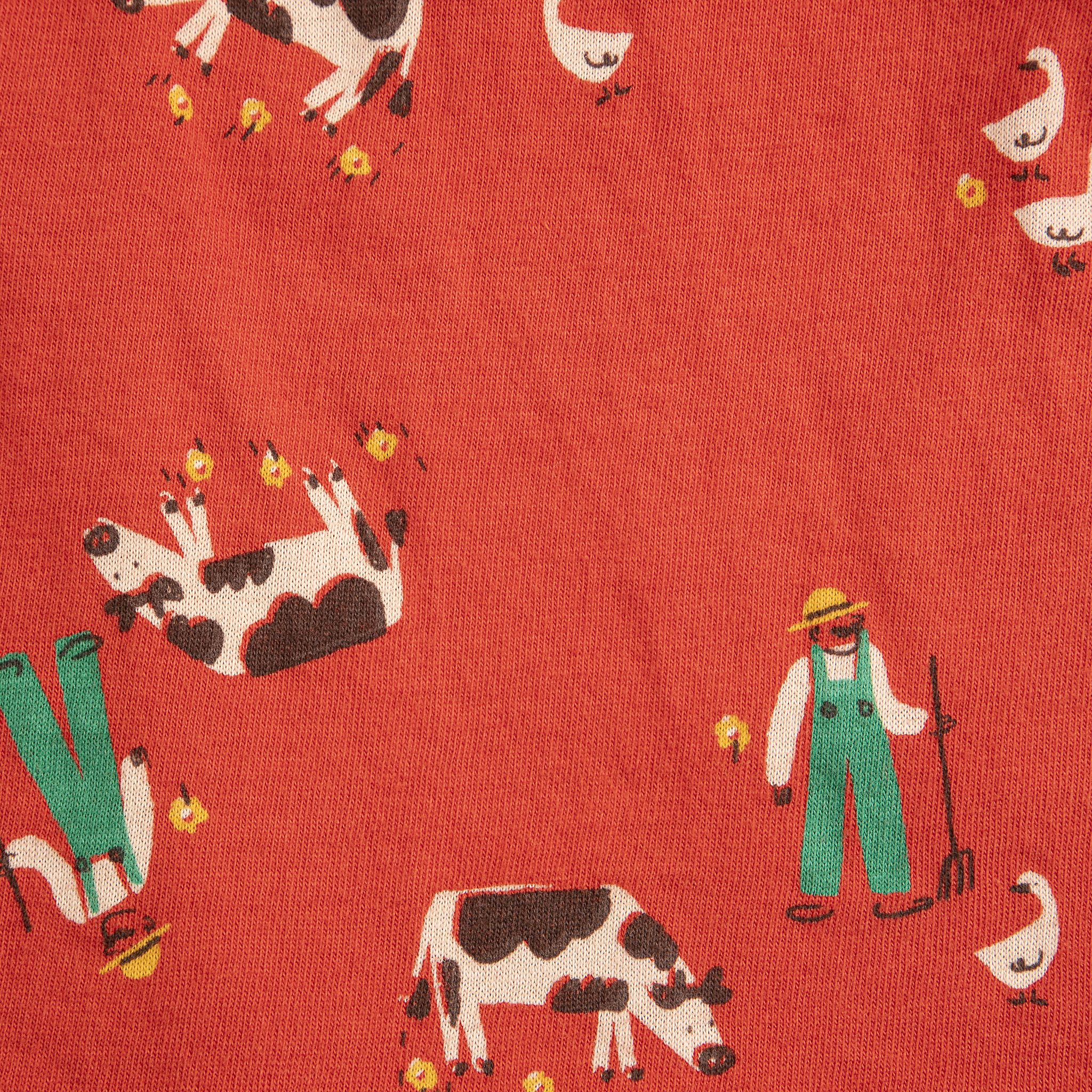 Girls Red Printed Cotton Skirt