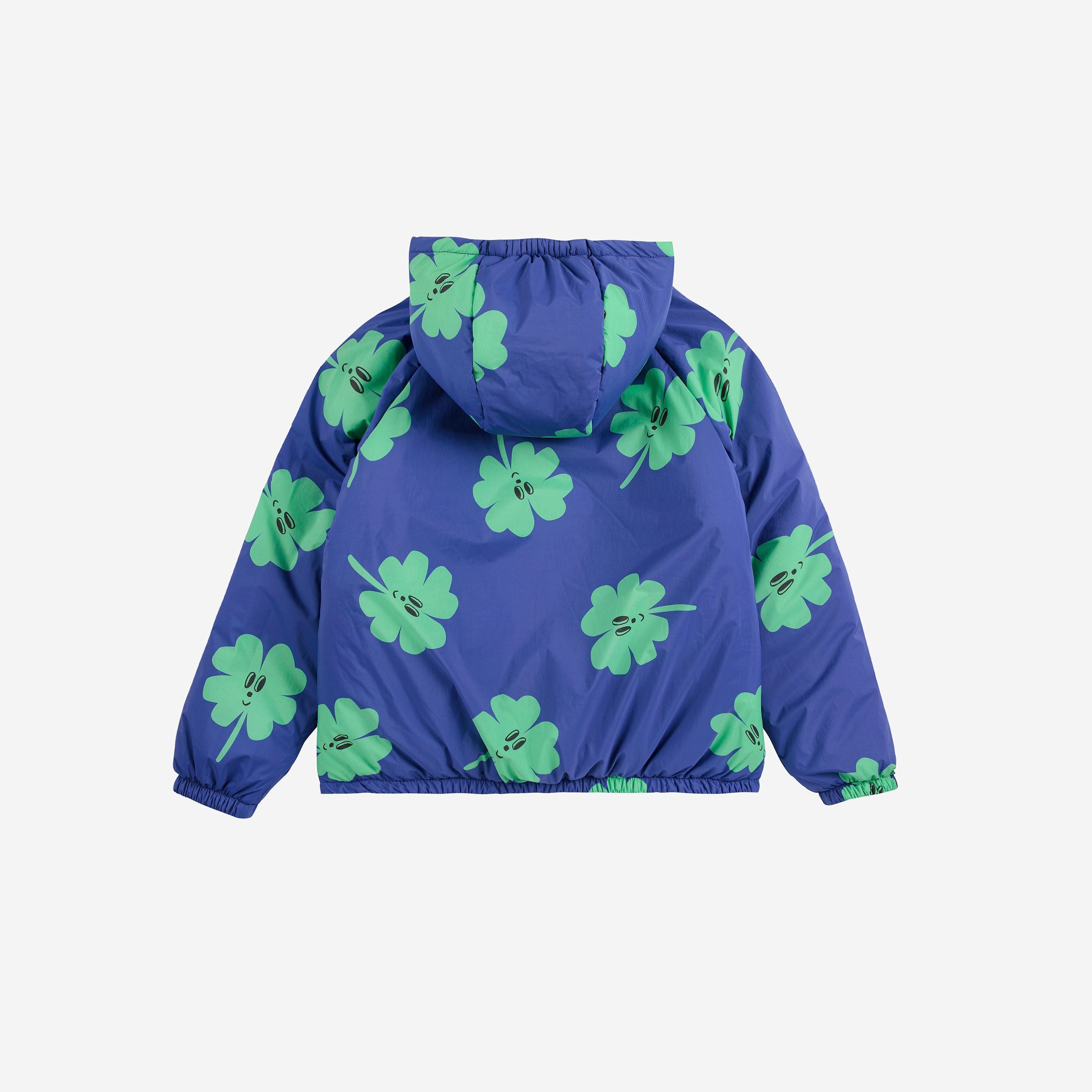 Girls Purple Lucky Printed Reversible Padded Jacket