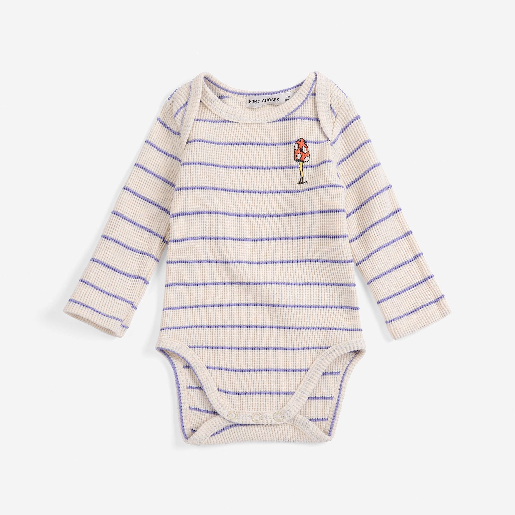 Baby Boys & Girls White Stripes Cotton Babysuit