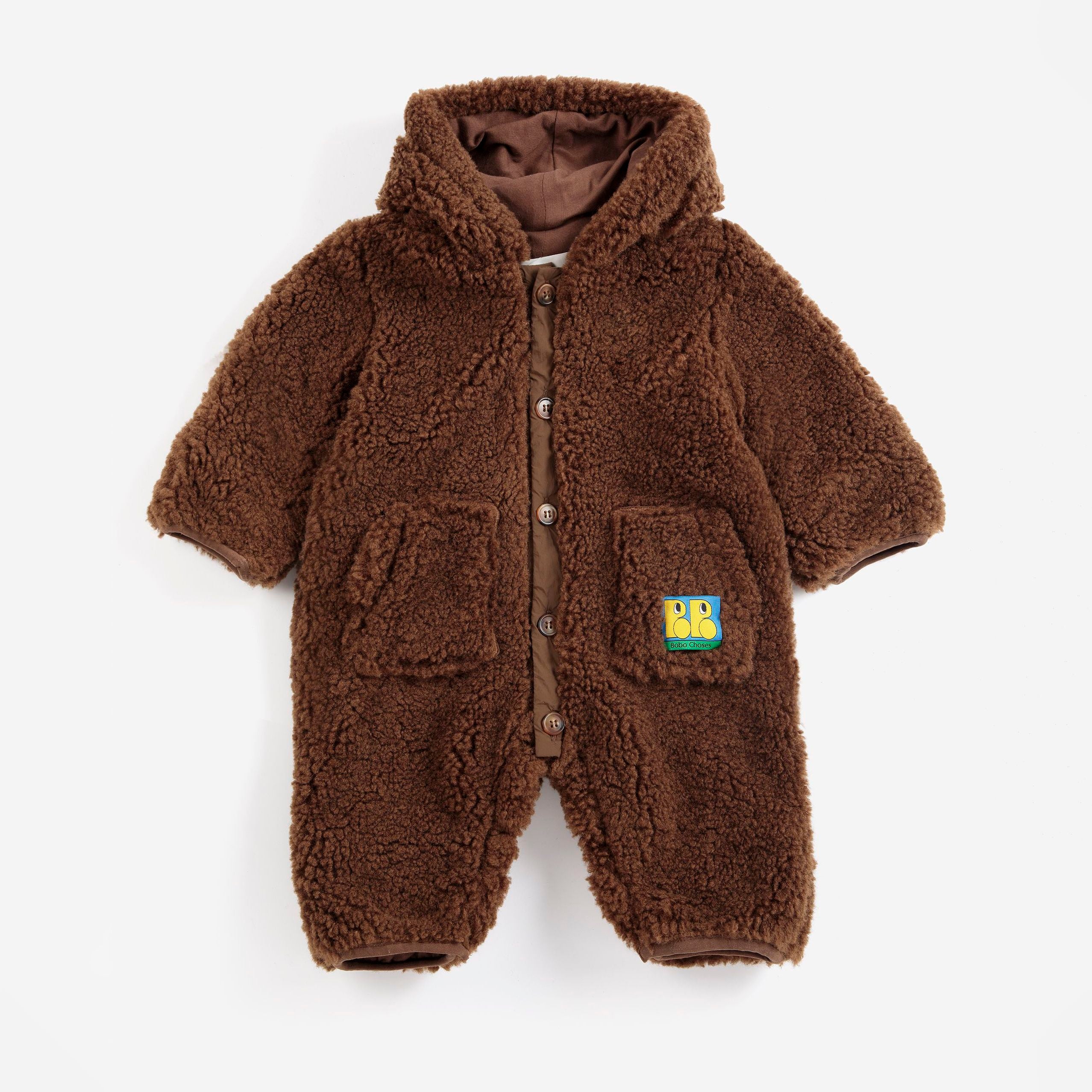Baby Boys & Girls Brown Fleece Babysuit