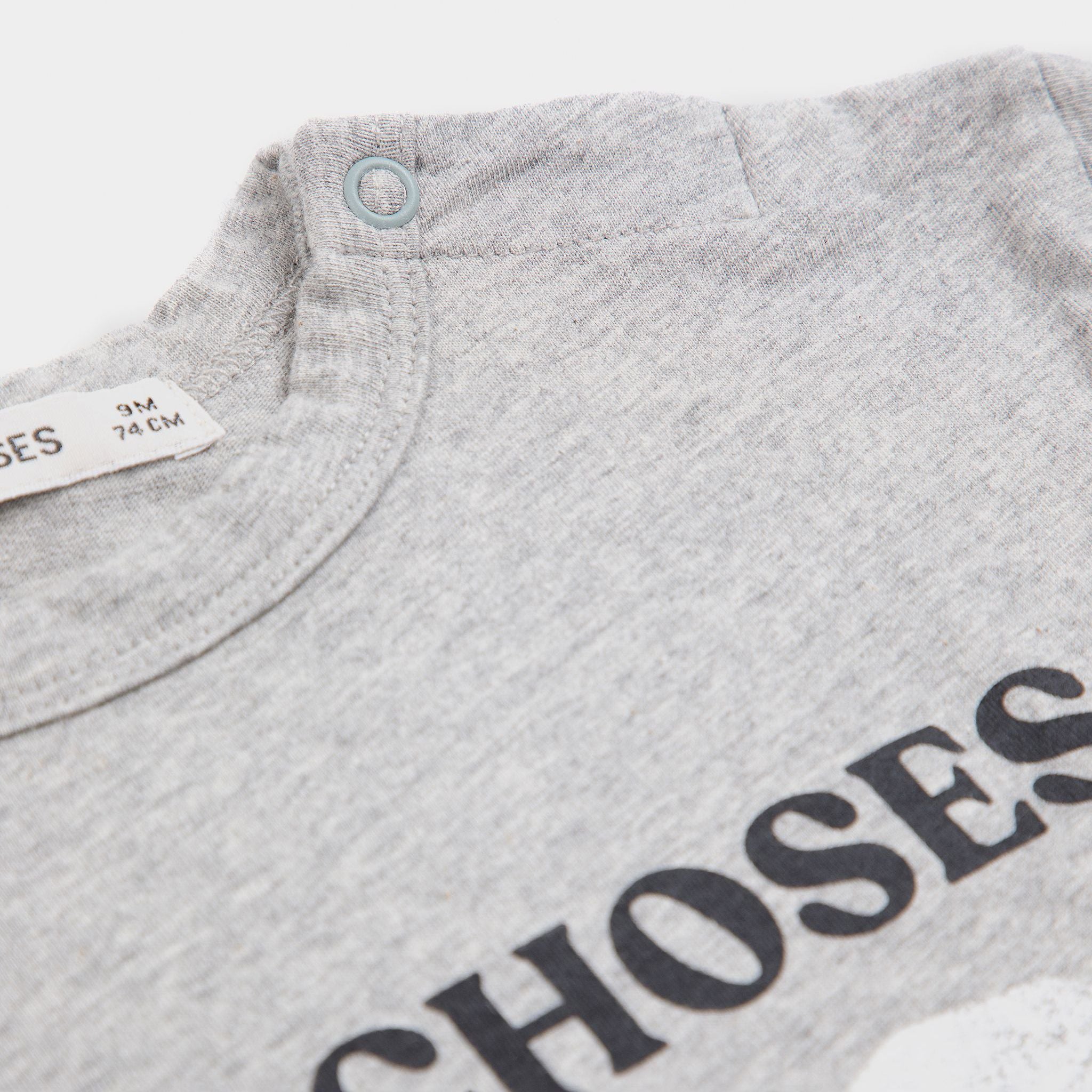 Baby Boys & Girls Grey Logo Cotton T-Shirt