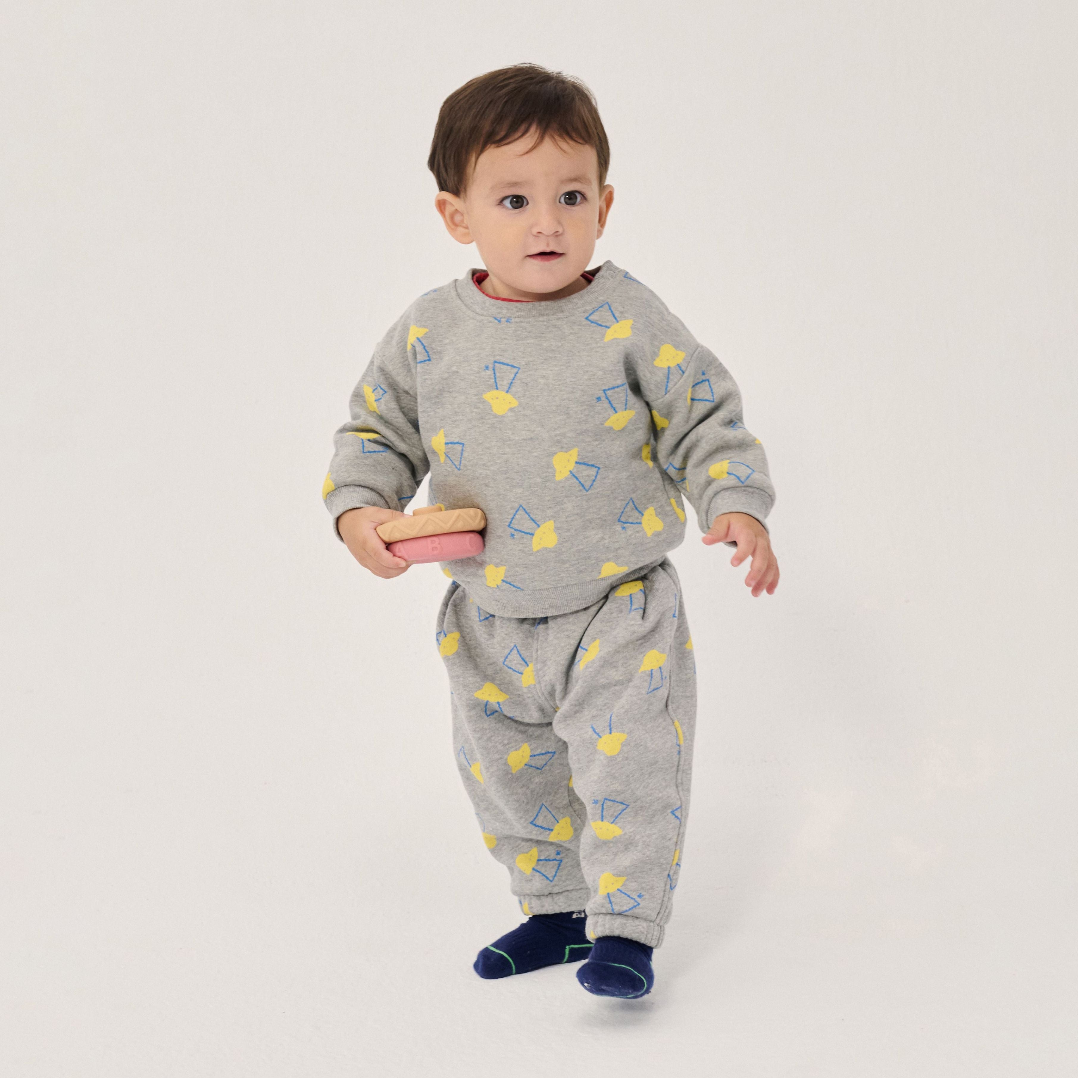 Baby Boys & Girls Grey Printed Cotton Sweatshirt