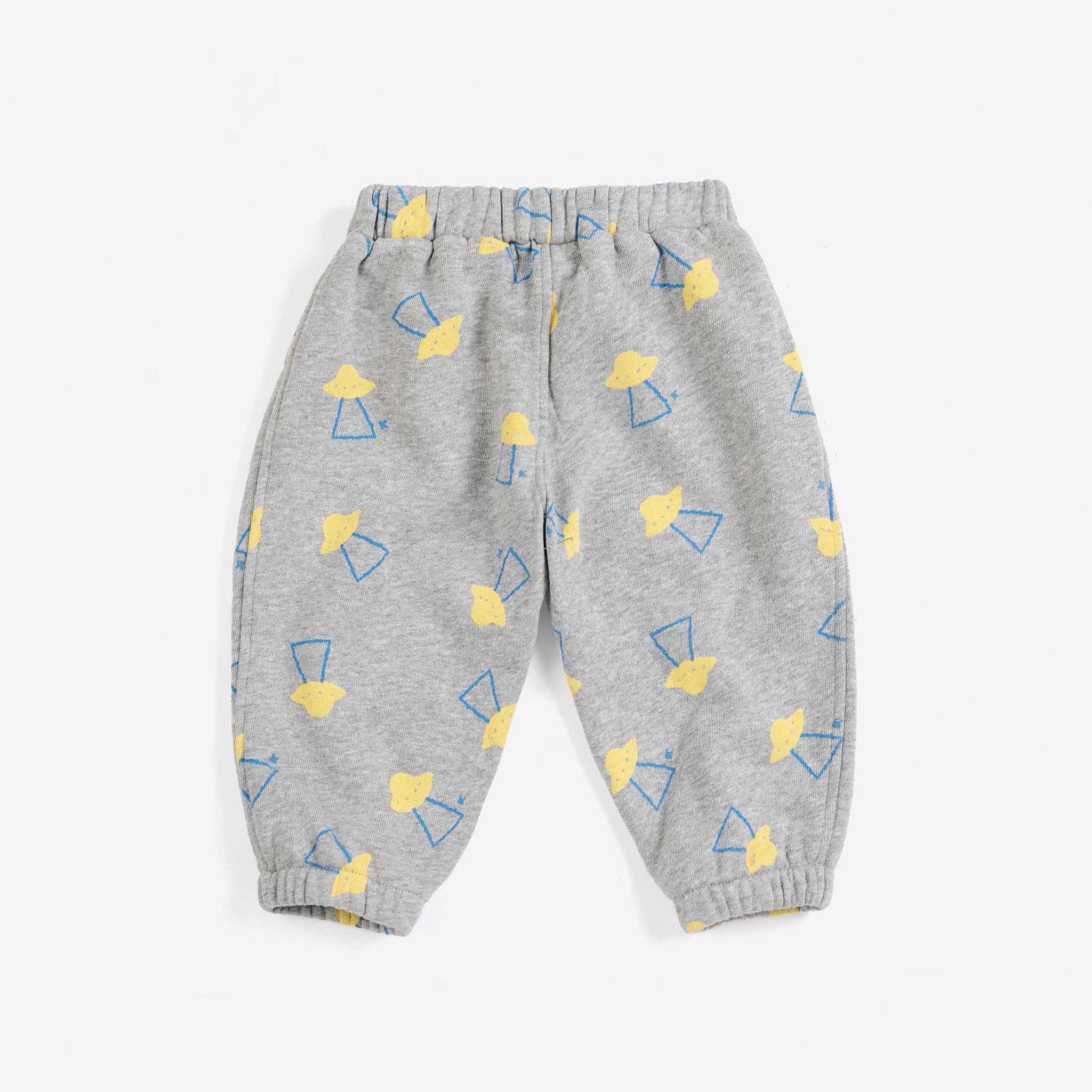 Baby Boys & Girls Grey Printed Cotton Trousers