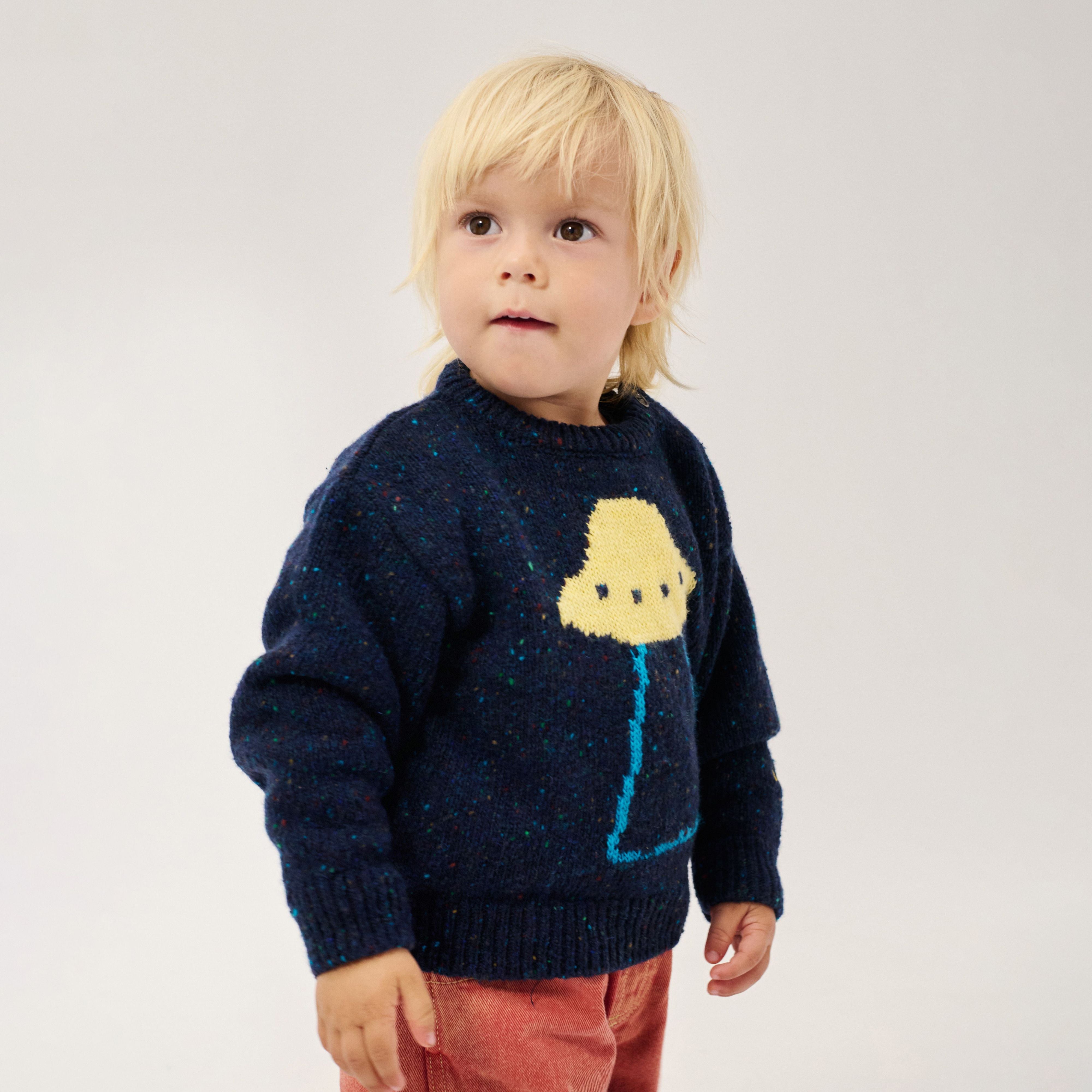 Baby Boys & Girls Navy Jacquard Wool Sweater