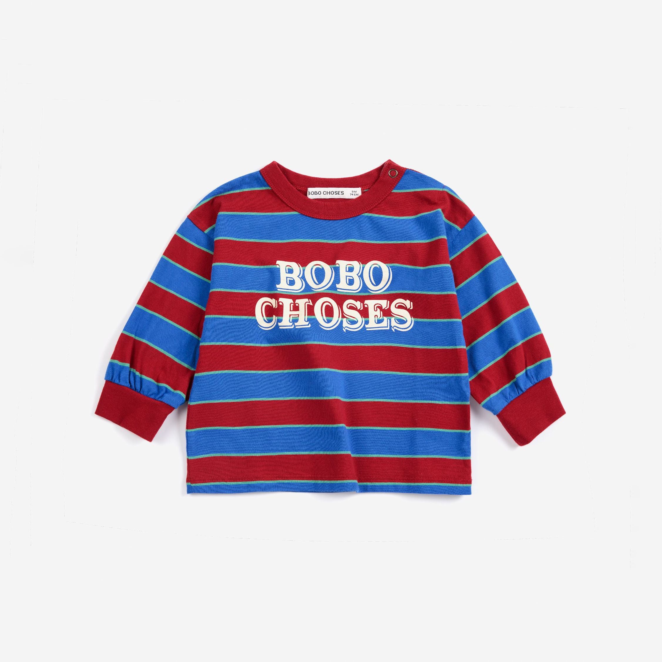 Baby Boys & Girls Blue Stripes Cotton Long Sleeves T-Shirt