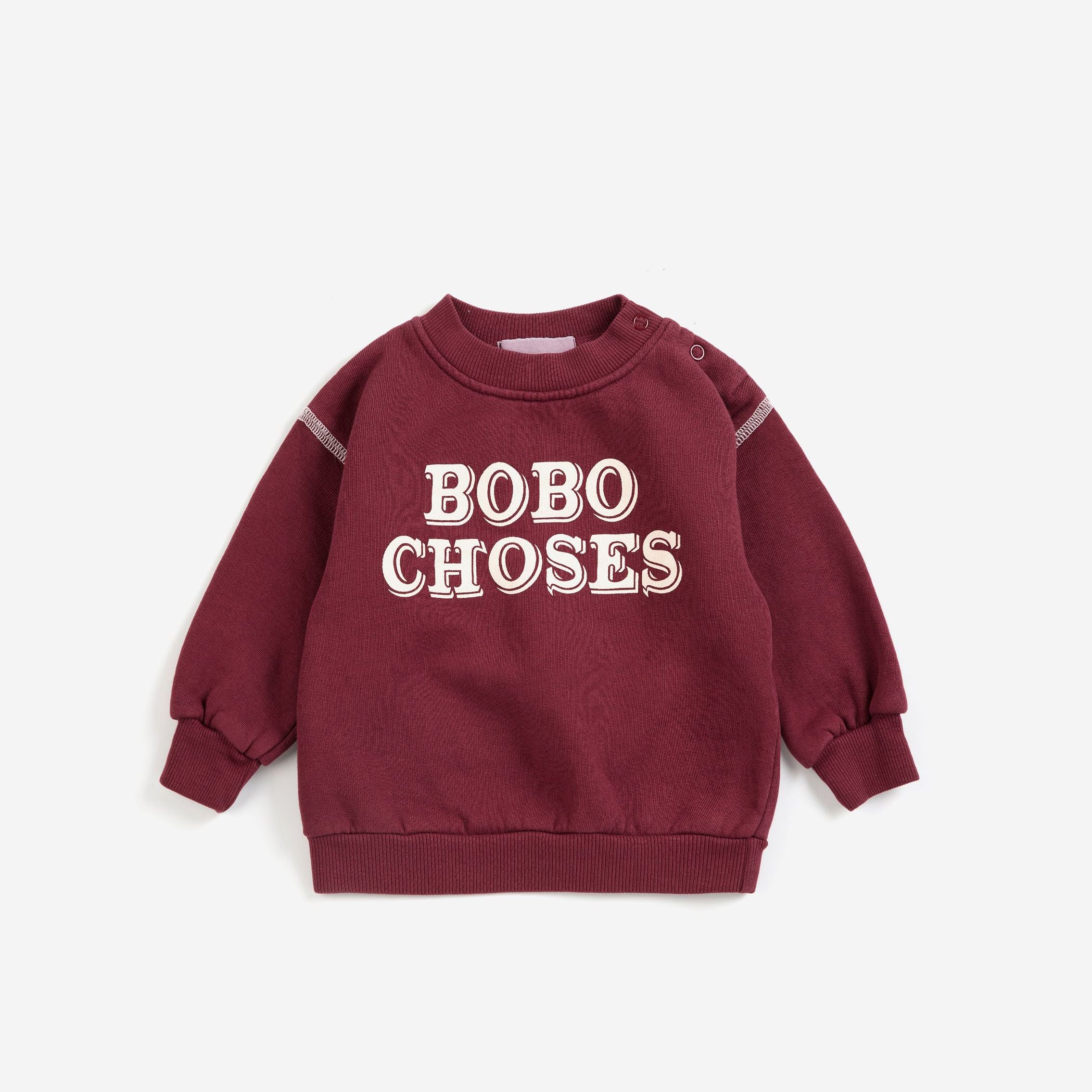Baby Boys & Girls Wine Red Logo Cotton Sweatshirt