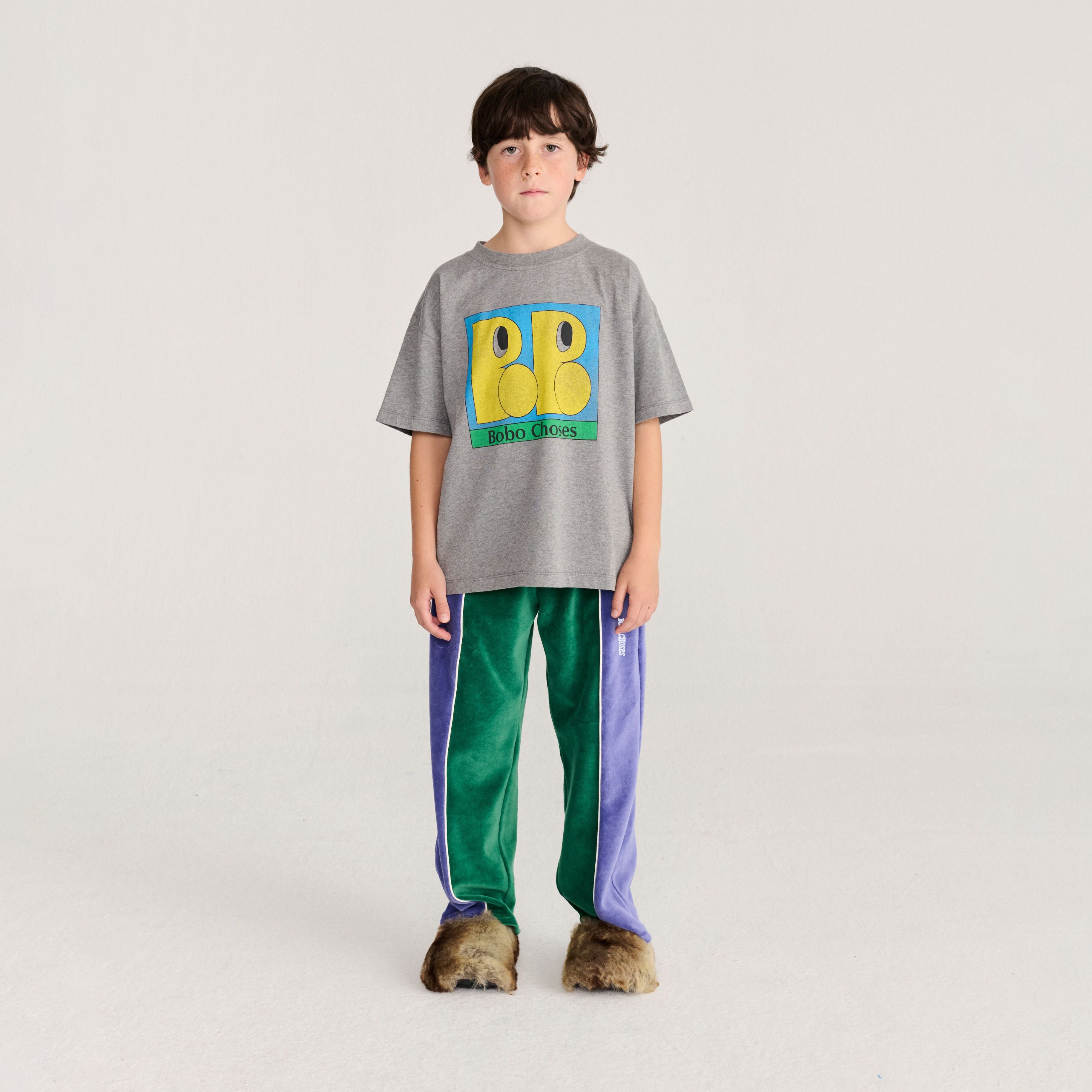 Boys & Girls Grey Printed Cotton T-Shirt