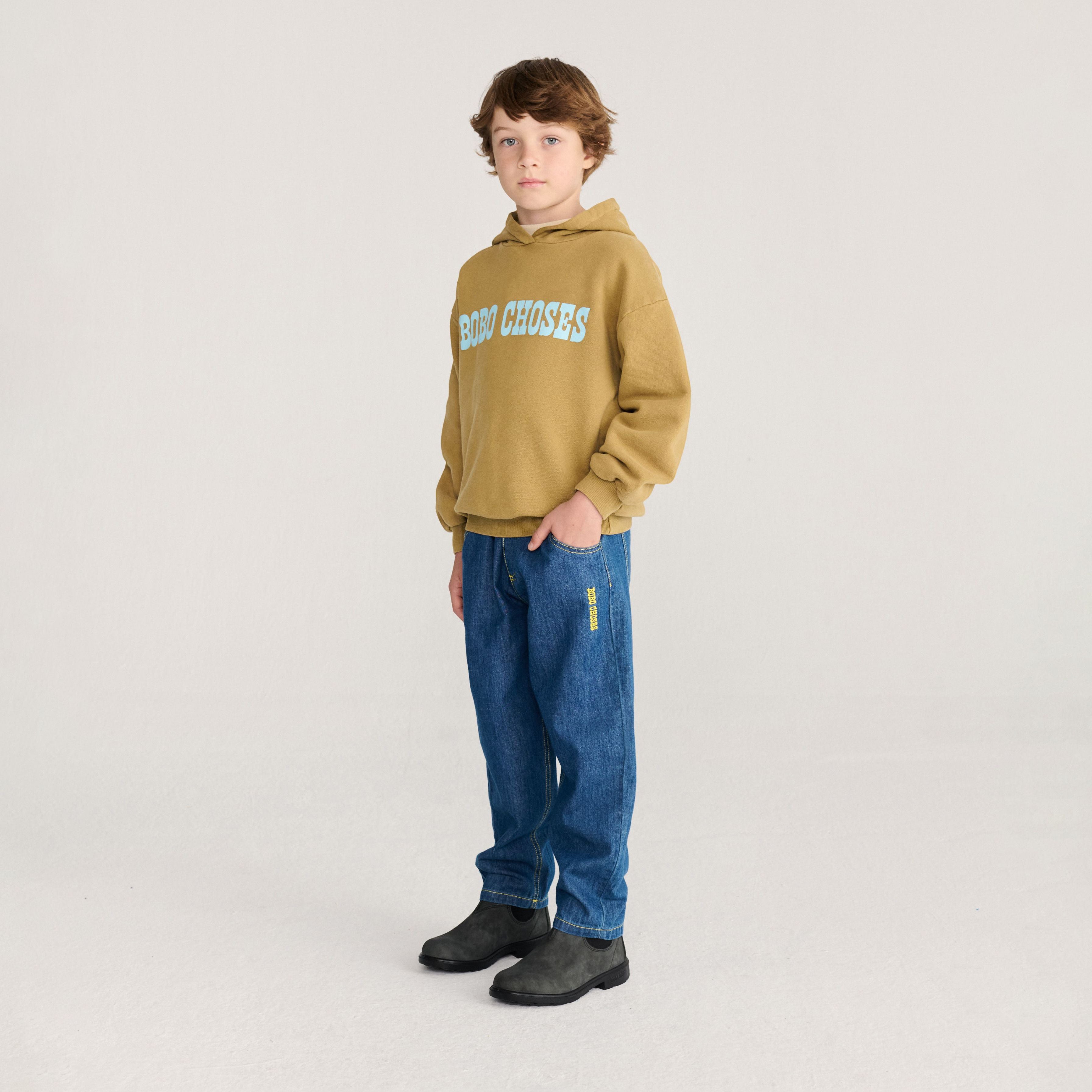 Boys & Girls Khaki Hooded Cotton Sweatshirt