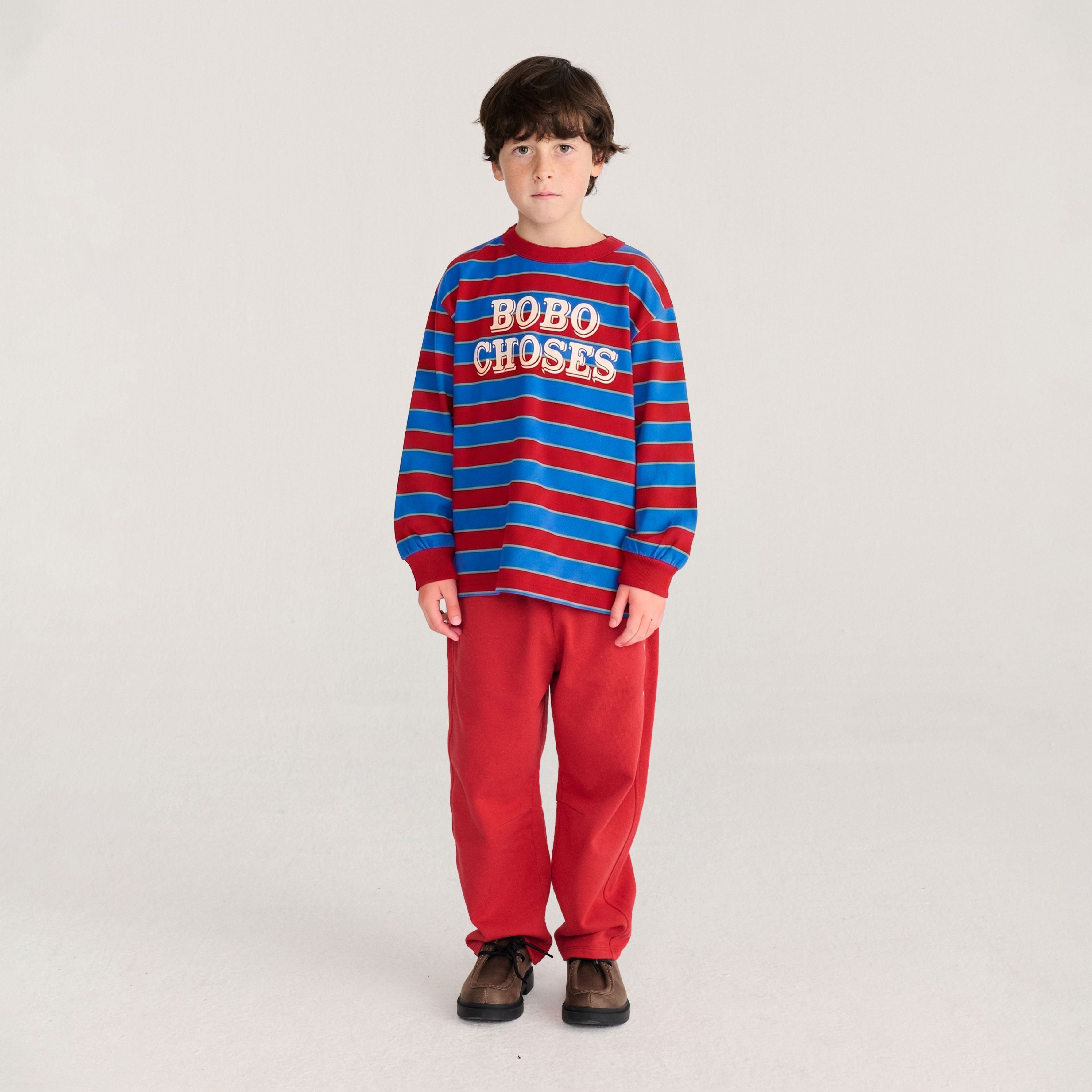 Boys & Girls Blue Stripes Cotton Long Sleeves T-Shirt