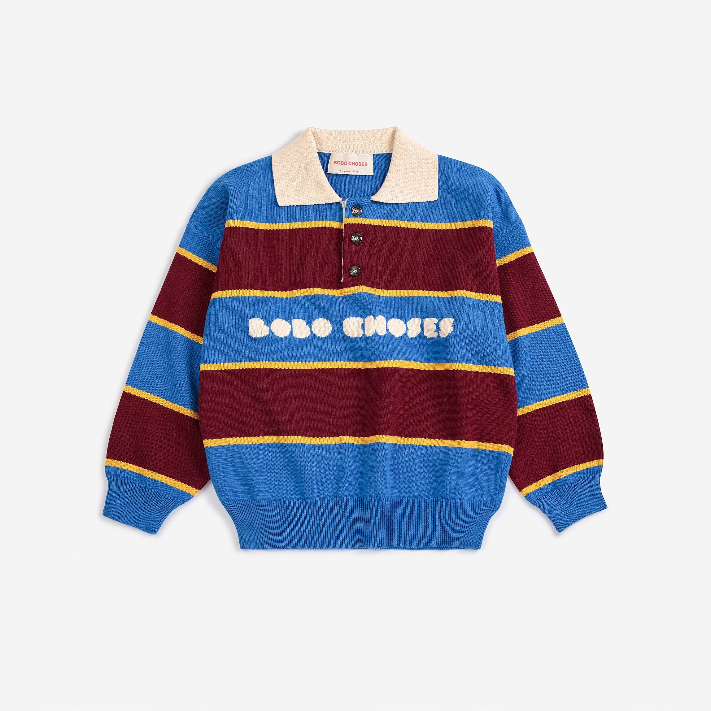 Boys & Girls Blue Stripes Cotton Polo Shirt