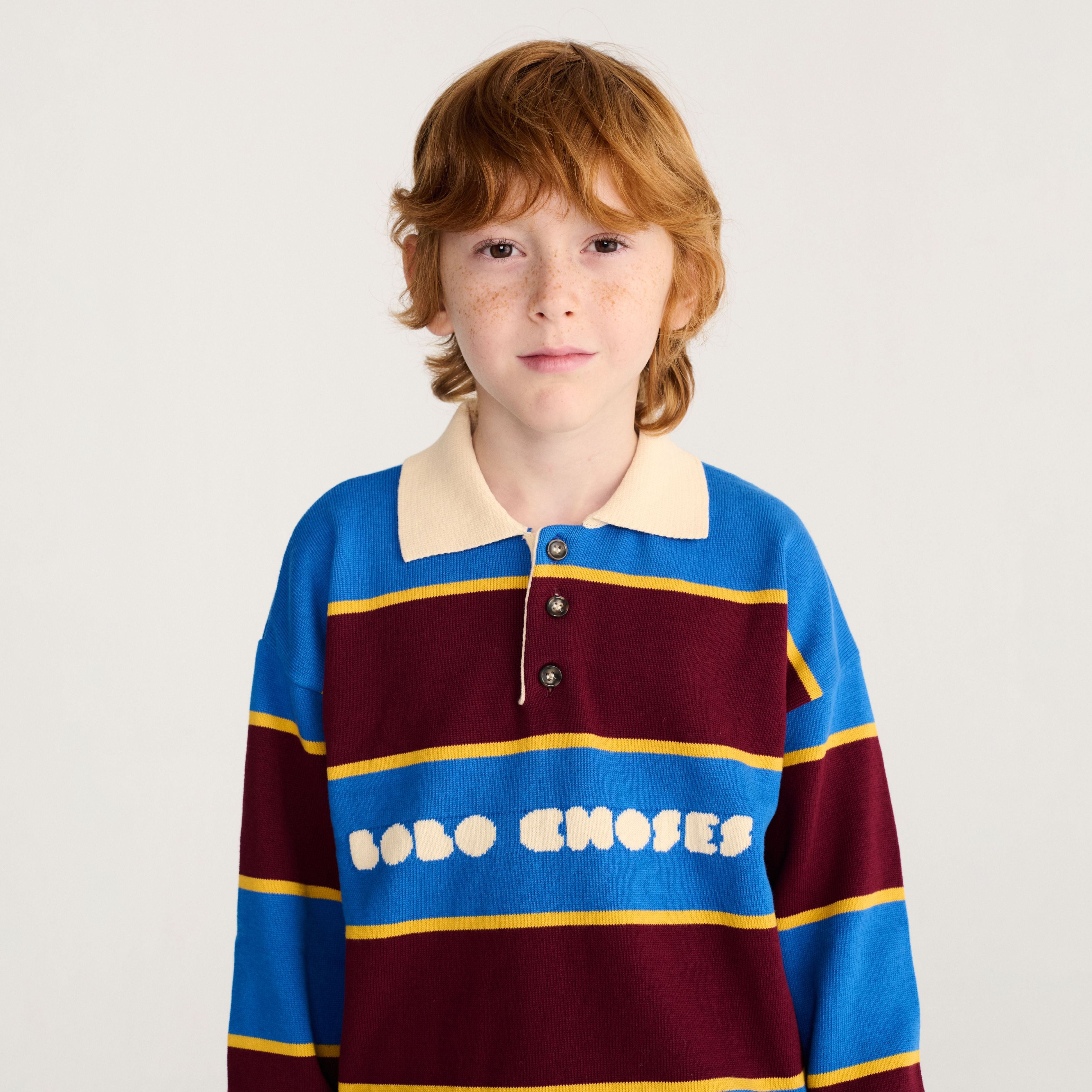 Boys & Girls Blue Stripes Cotton Polo Shirt