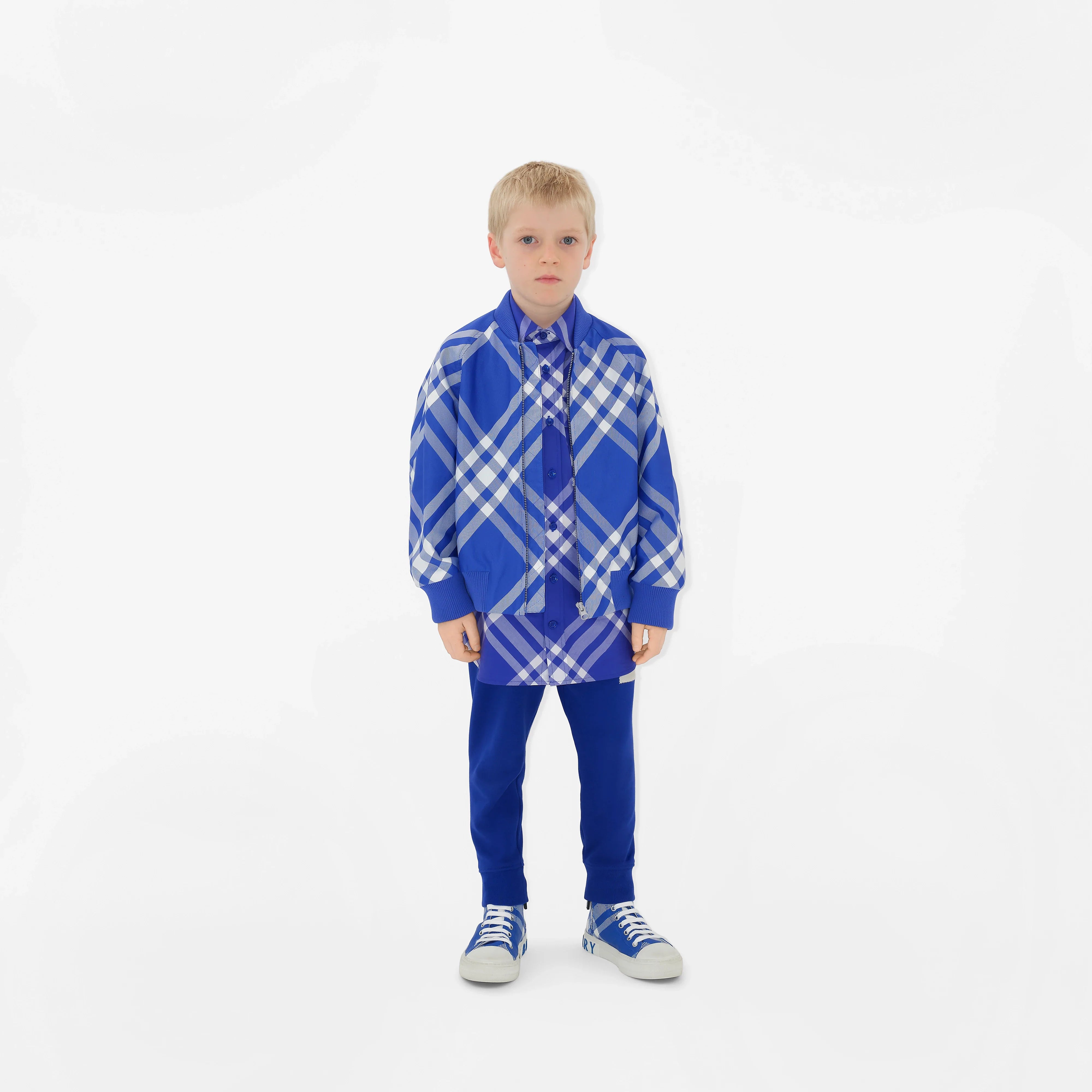 Boys Check Duncan Sweatshirt in Blue