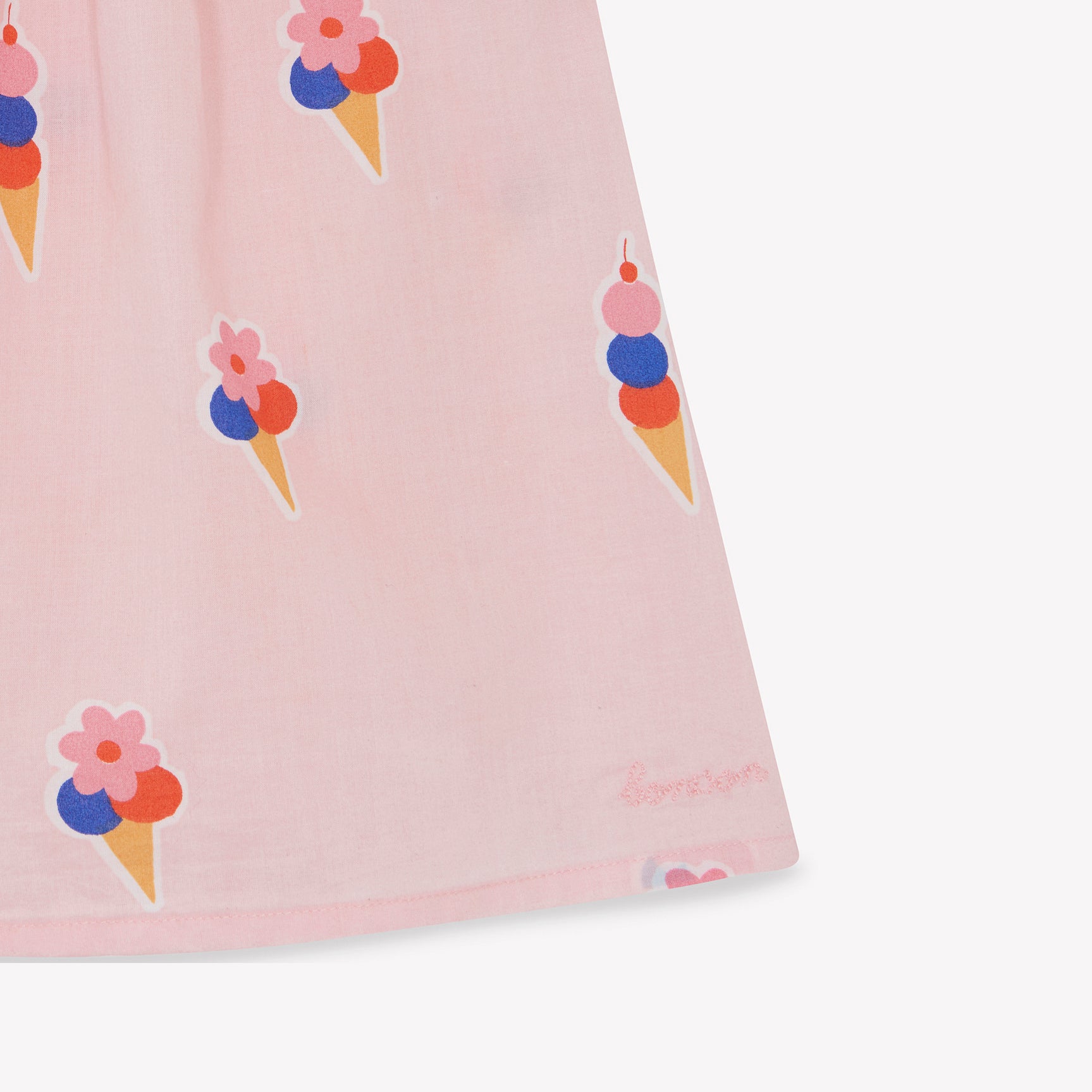 Baby Girls Pink Printed Ice-Cream Cotton Dress