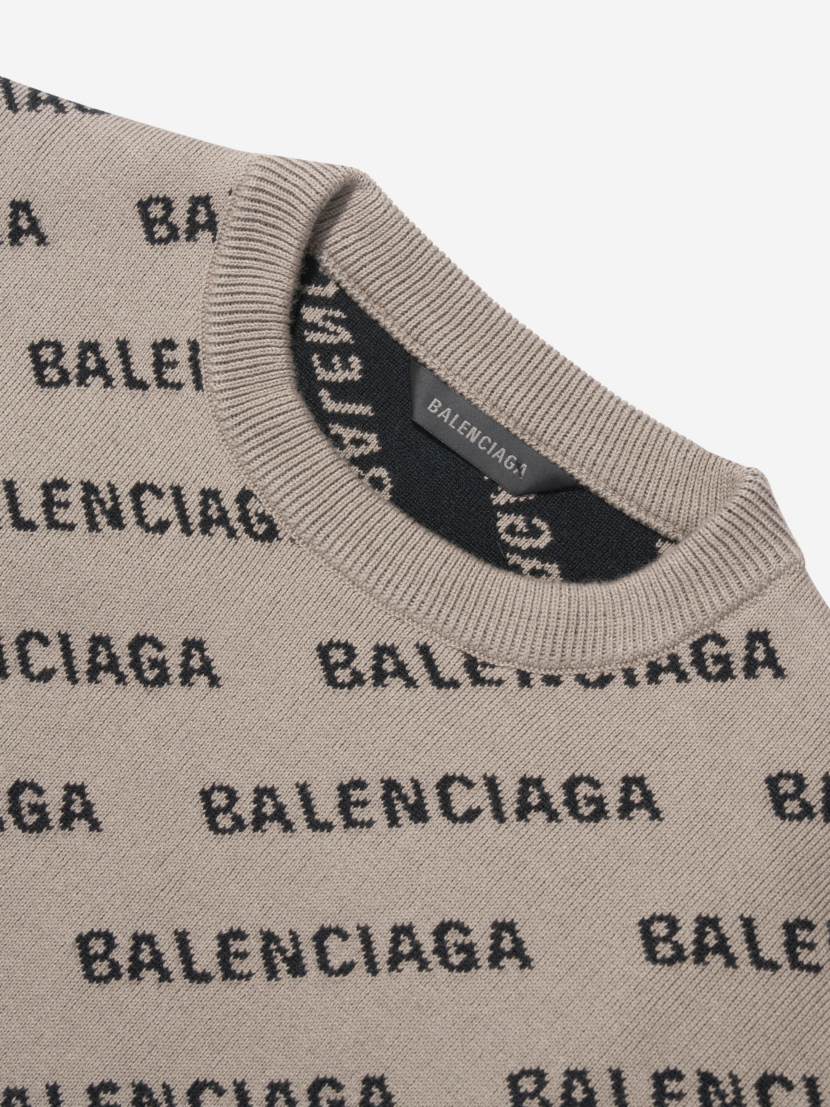 Balenciaga Kids All Over Logo Sweatshirt in Beige