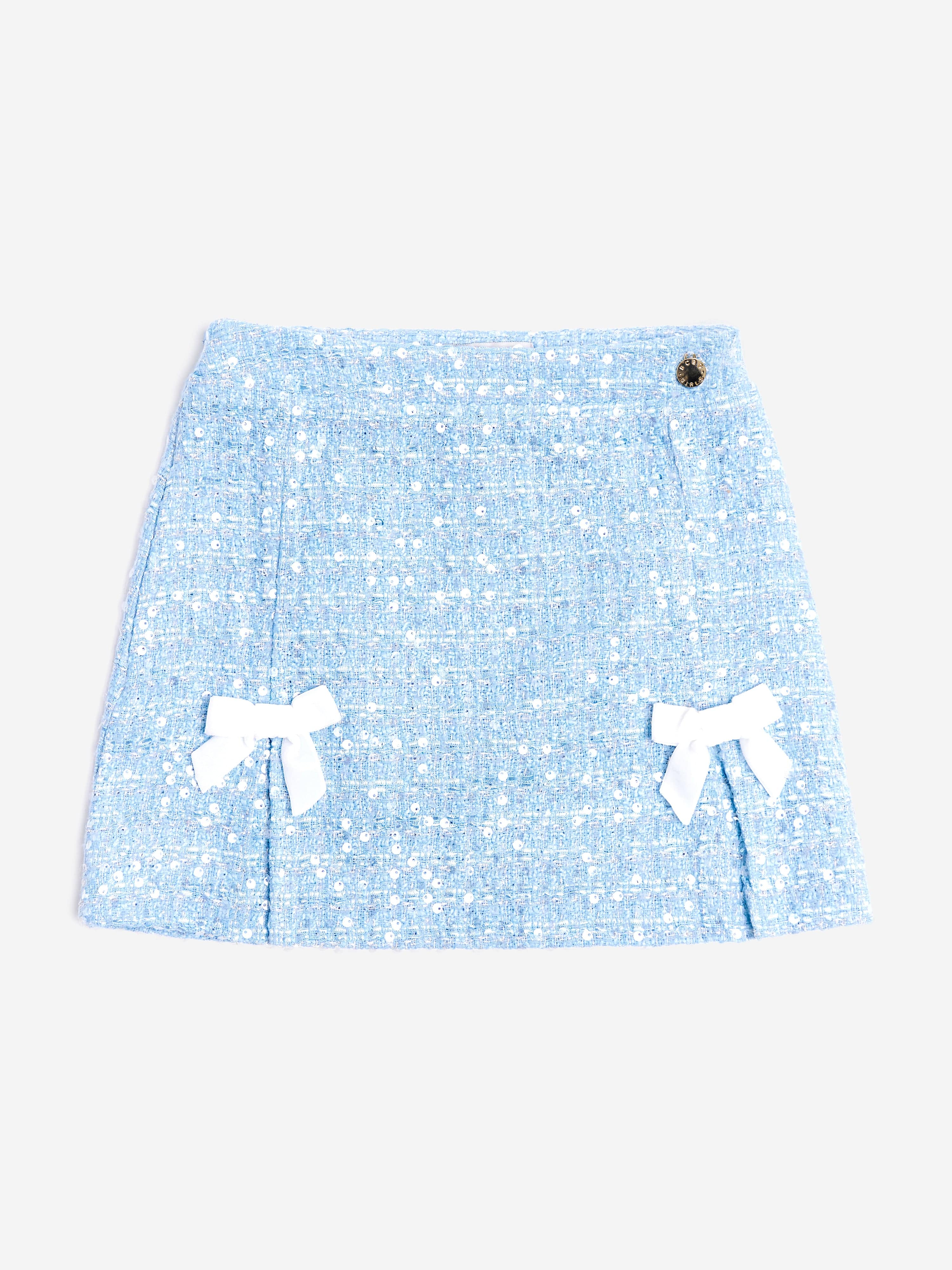 BCBG Girls Tweed Pencil Skirt in Blue