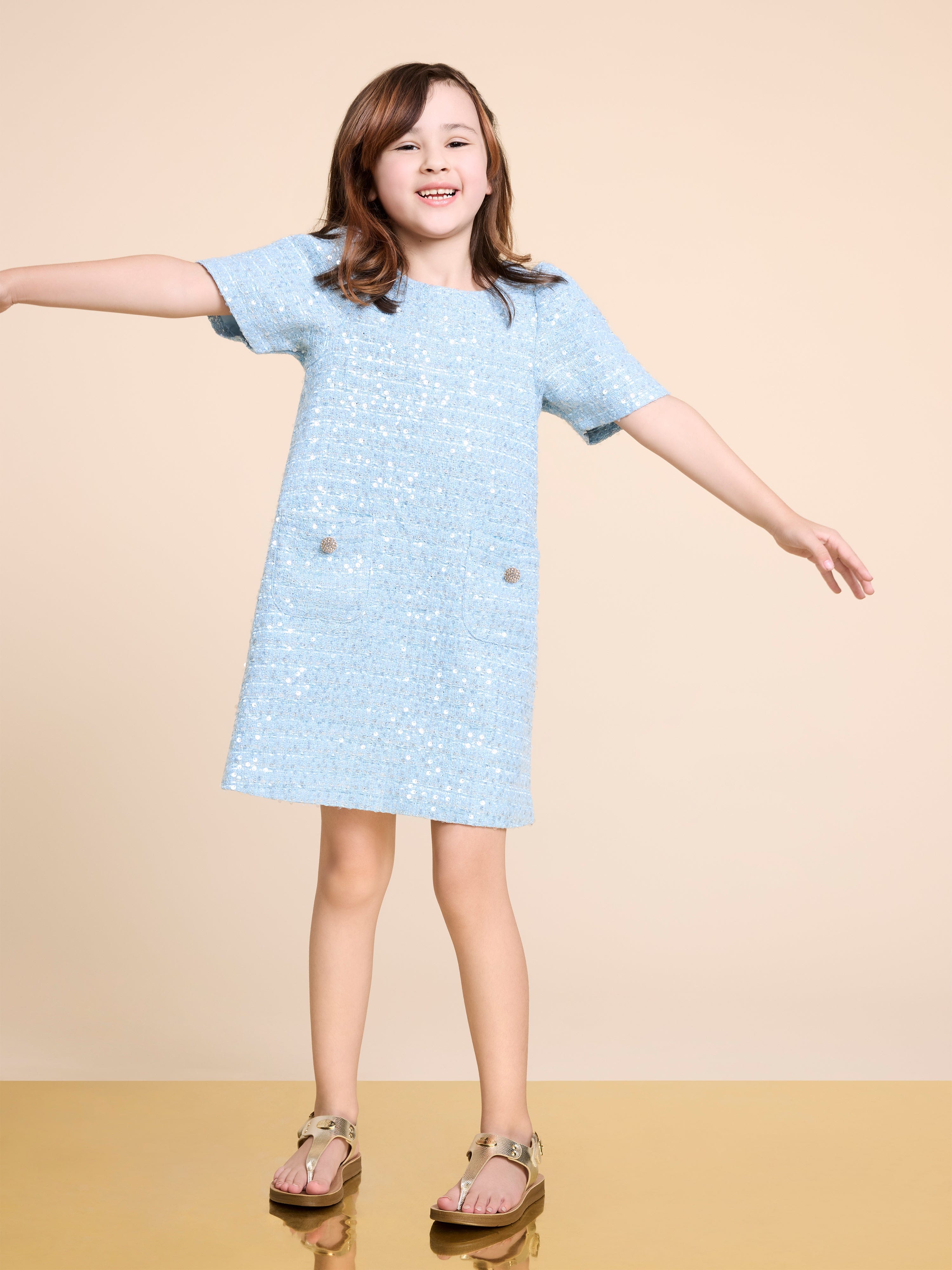 BCBG Girls Tweed Dress in Blue