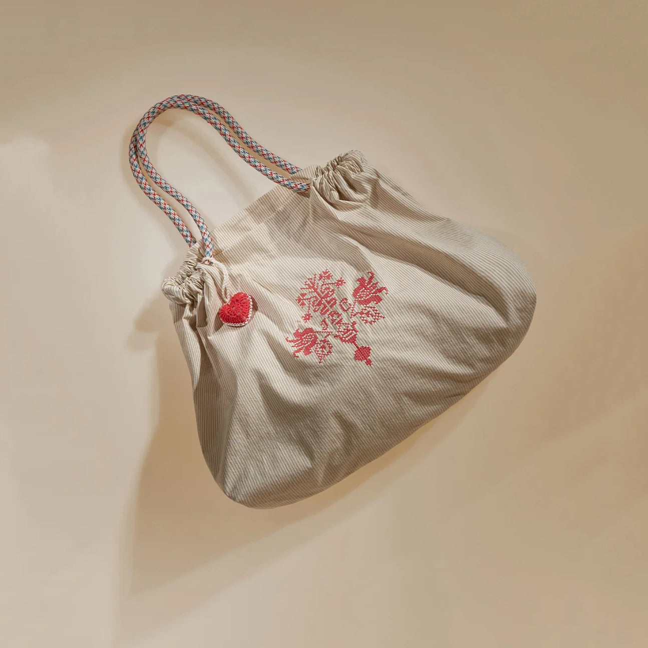 Girls Beige Stripes Ballet Handbag(长x高:66x38cm)