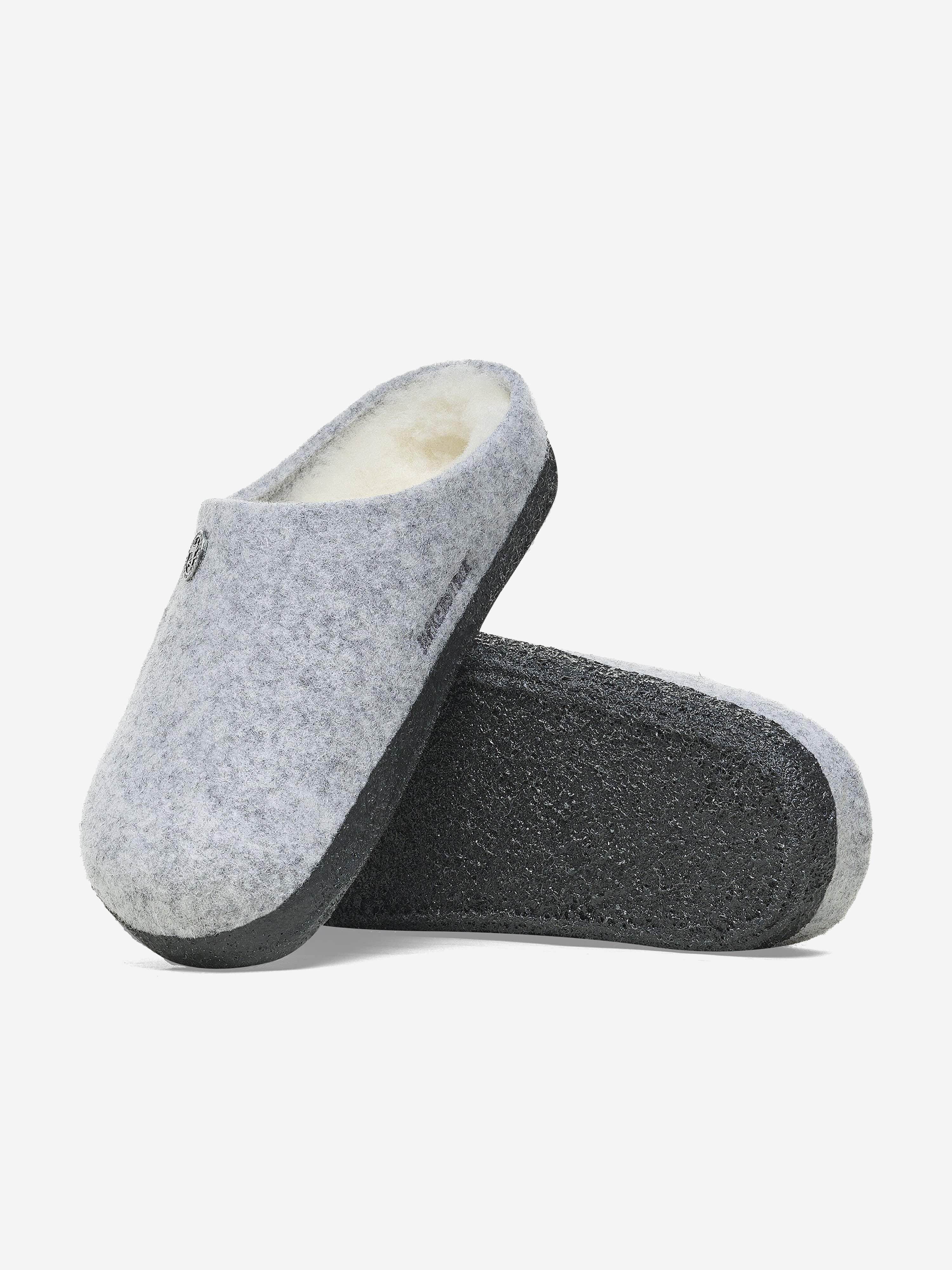 BIRKENSTOCK Boys Zermatt Felt Shearling Slippers in Grey