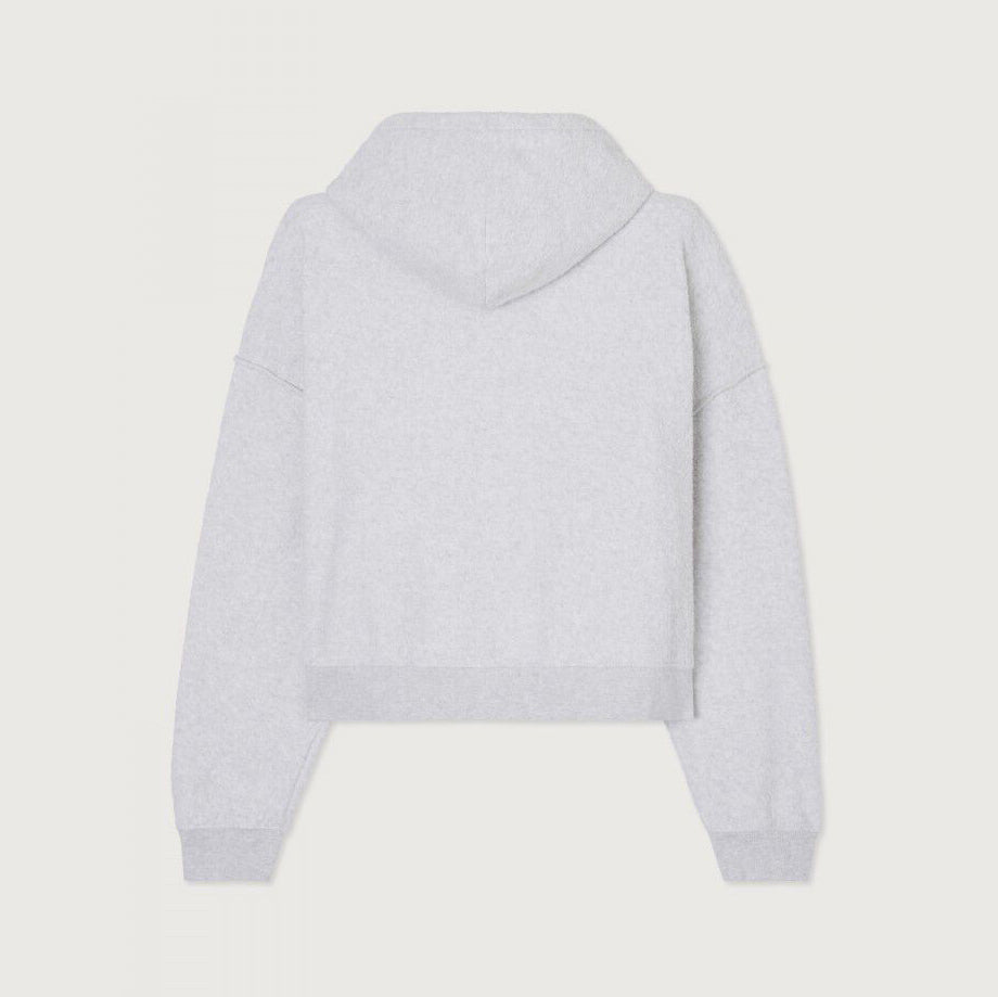 Women Light Grey Cotton Zip-Up Top