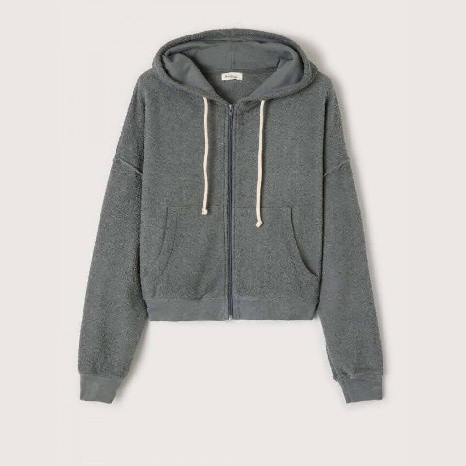 Women Dark Grey Cotton Zip-Up Top