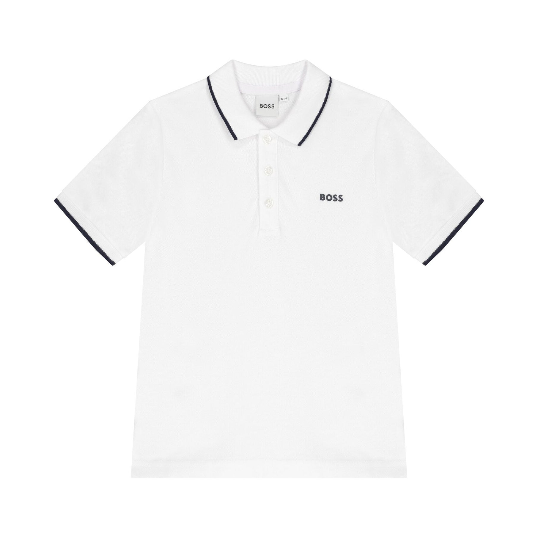 Boys White Cotton Polo Shirt