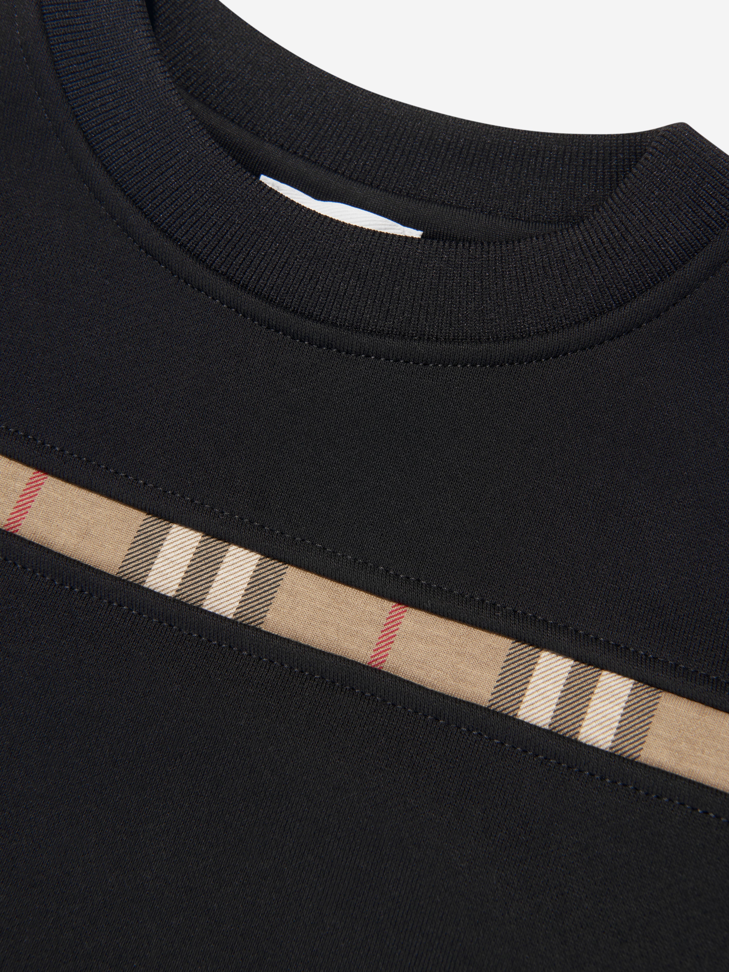 Girls Check Insert Sweatshirt in Black