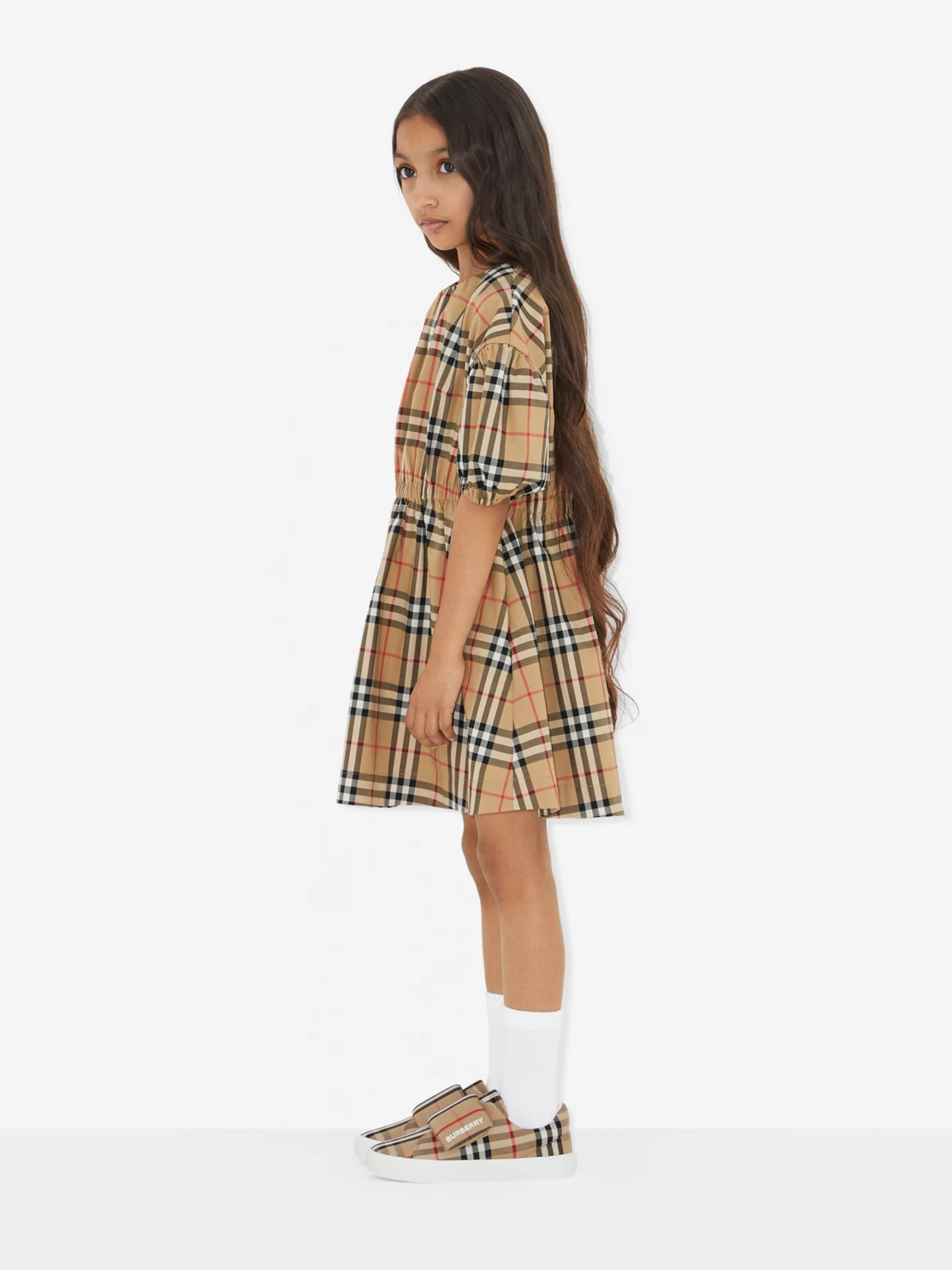 Girls Shelley Dress in Archive Beige Check
