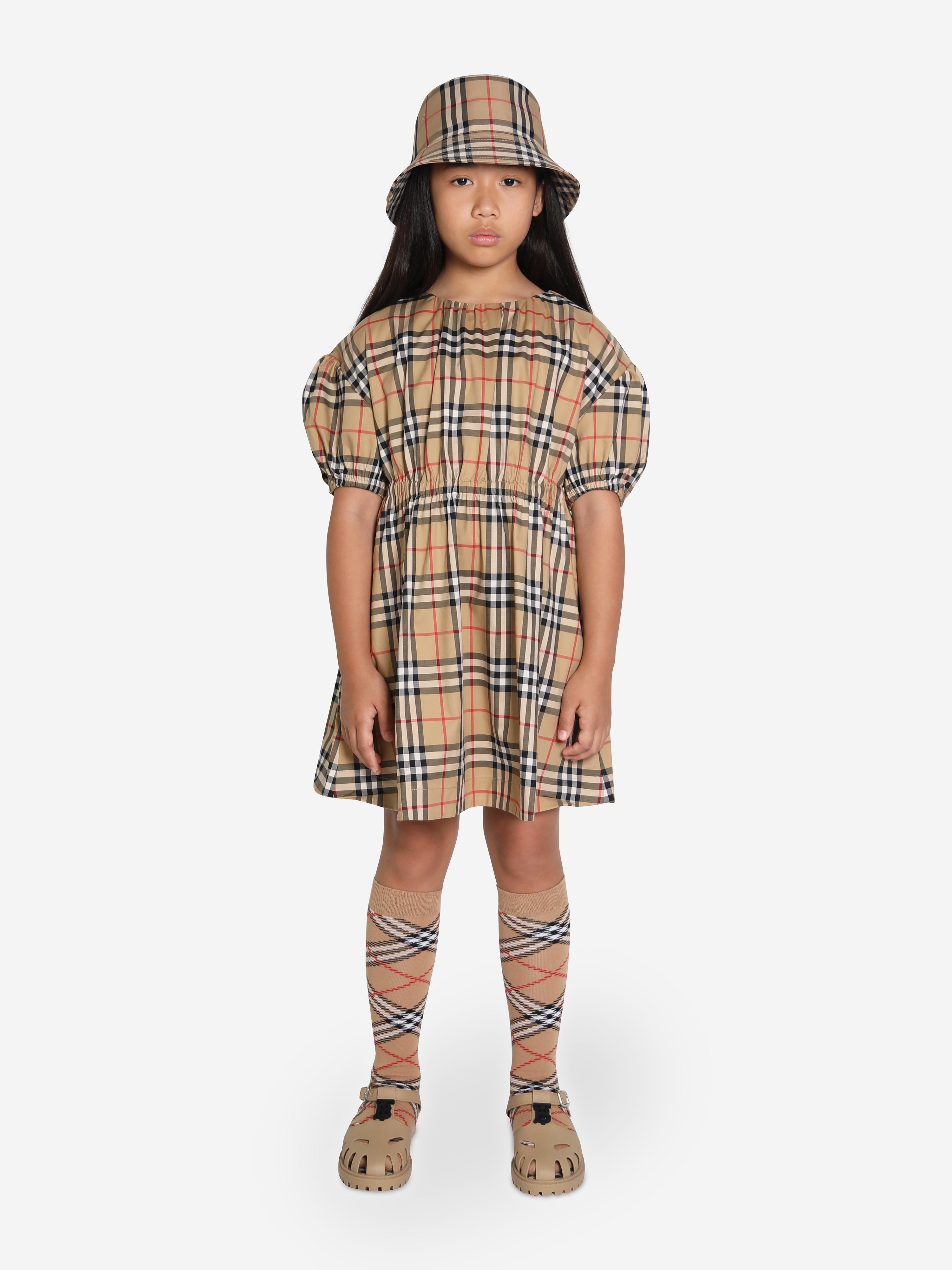 Girls Shelley Dress in Archive Beige Check