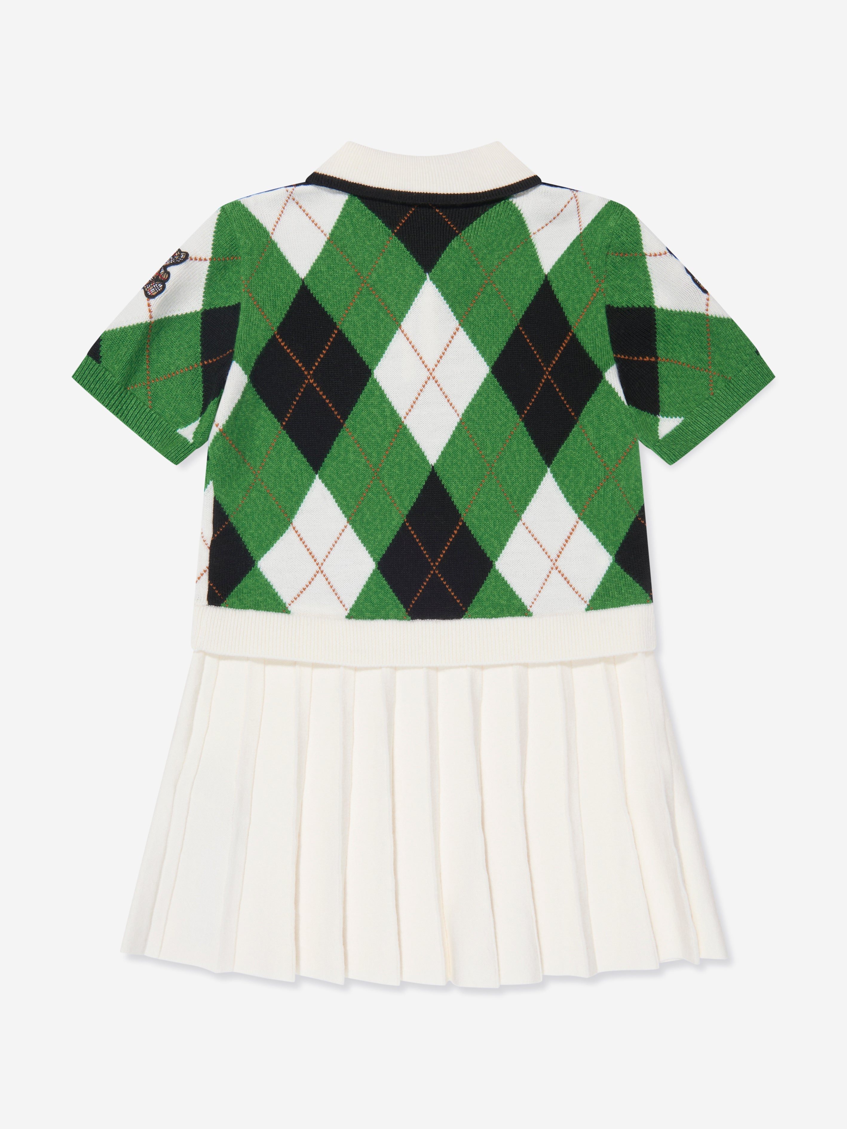 Girls Bess Argyle Dress in Green