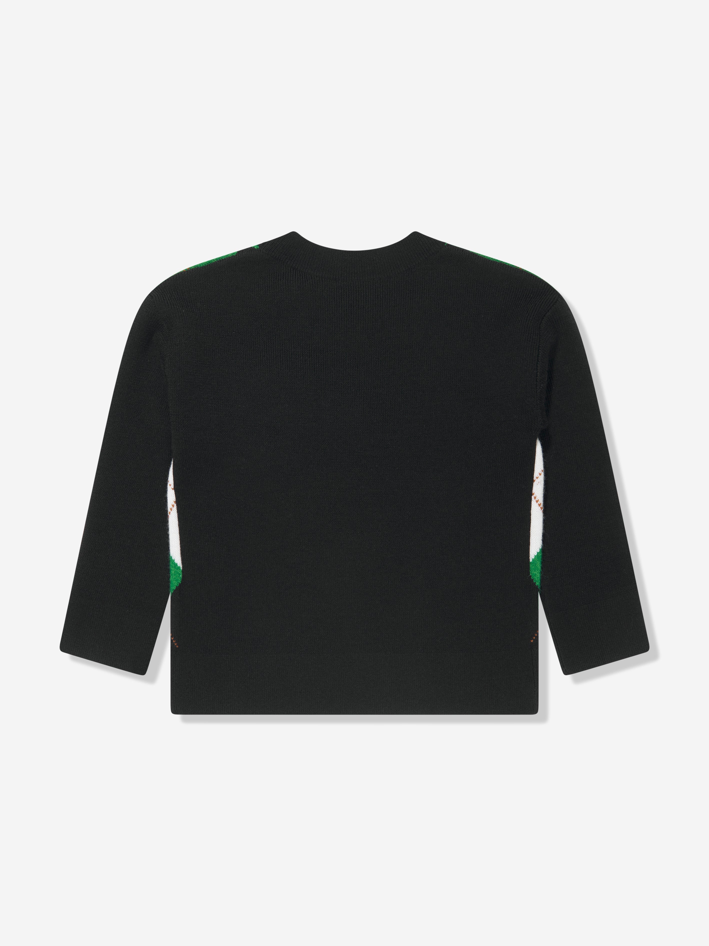 Boys Argyle Bear Sweatshirt in Green