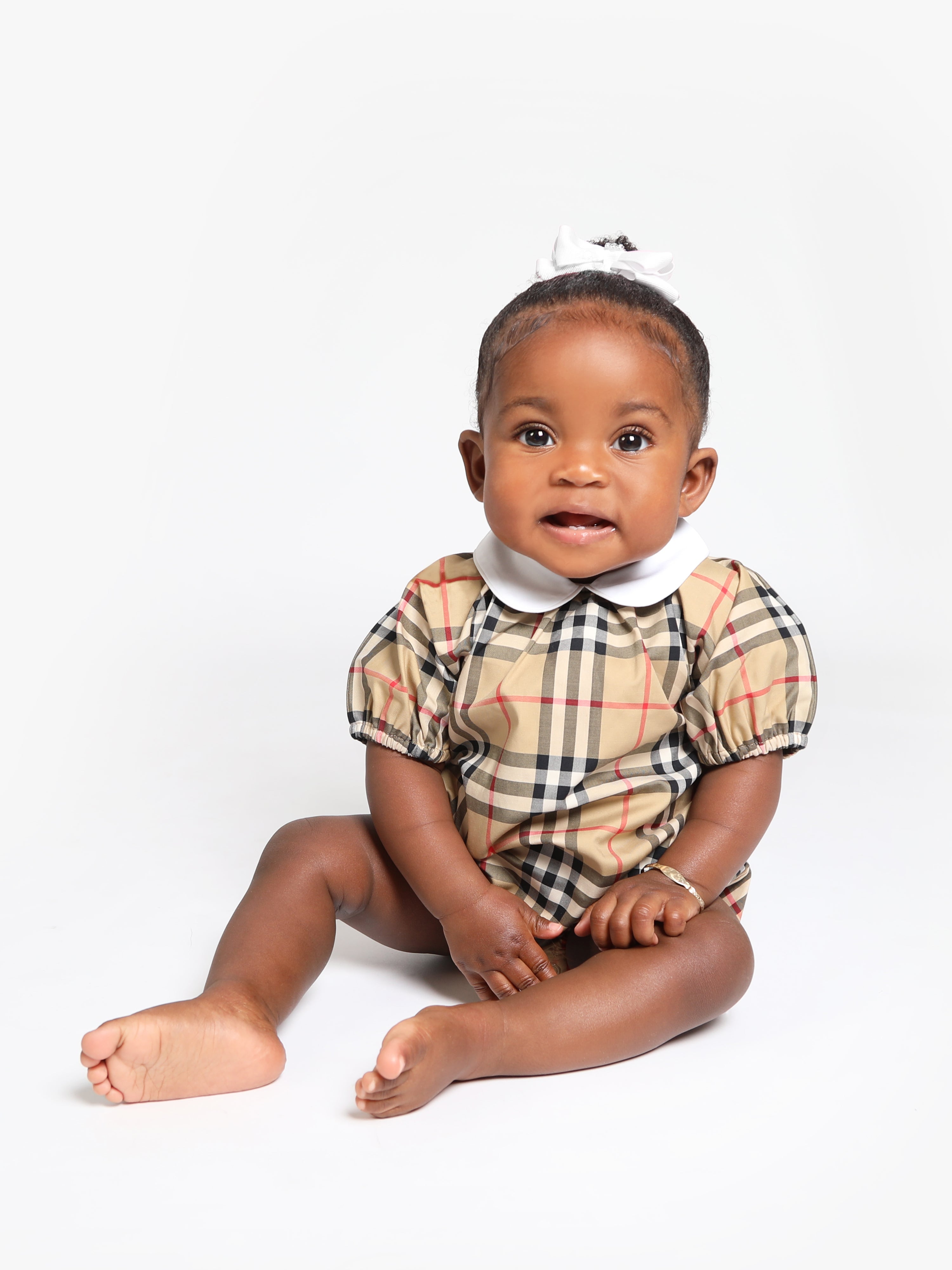 Baby Odessa Bodysuit in Archive Beige Check