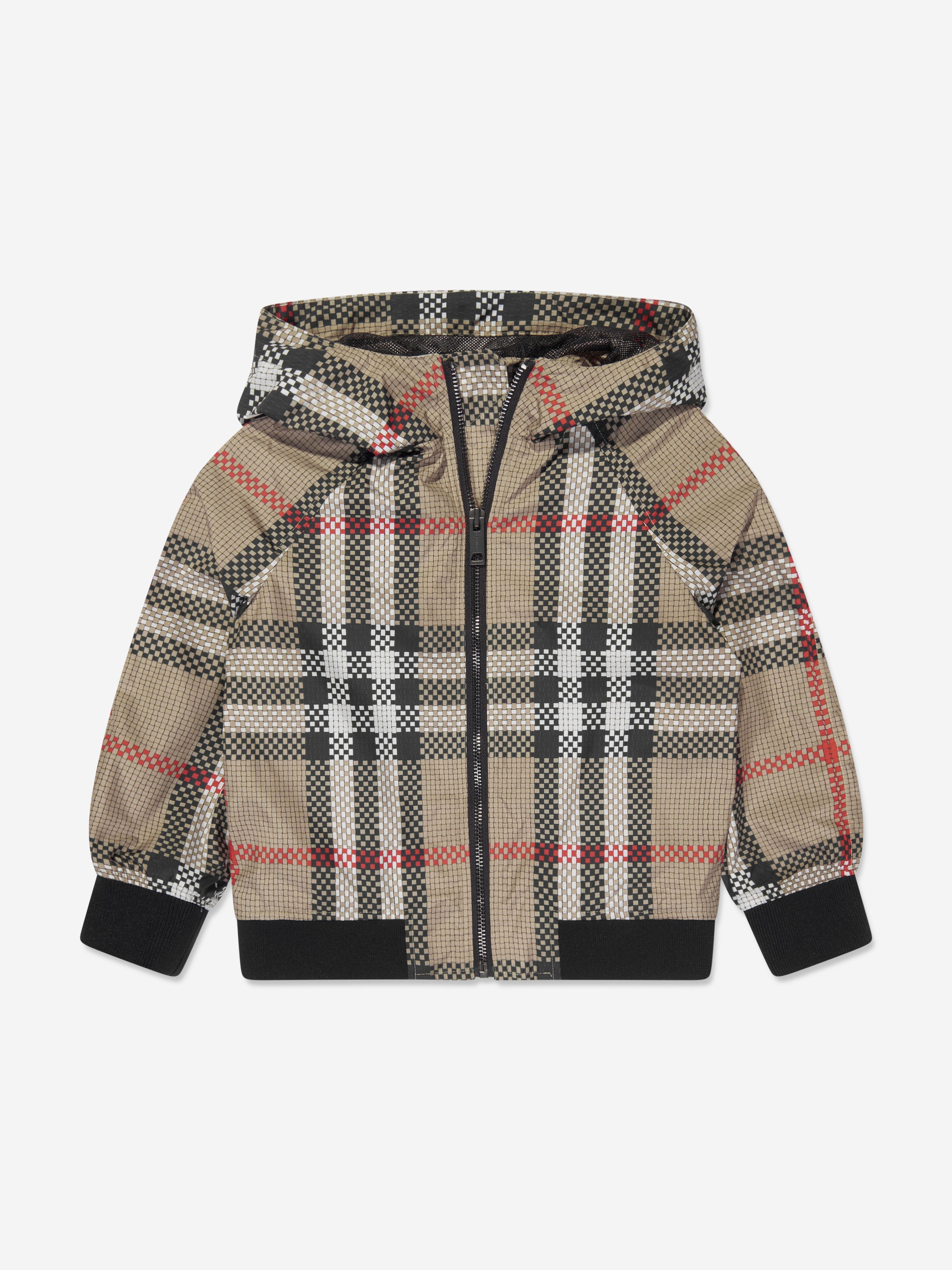 Boys Troy Zip Up Top in Archive Beige Check