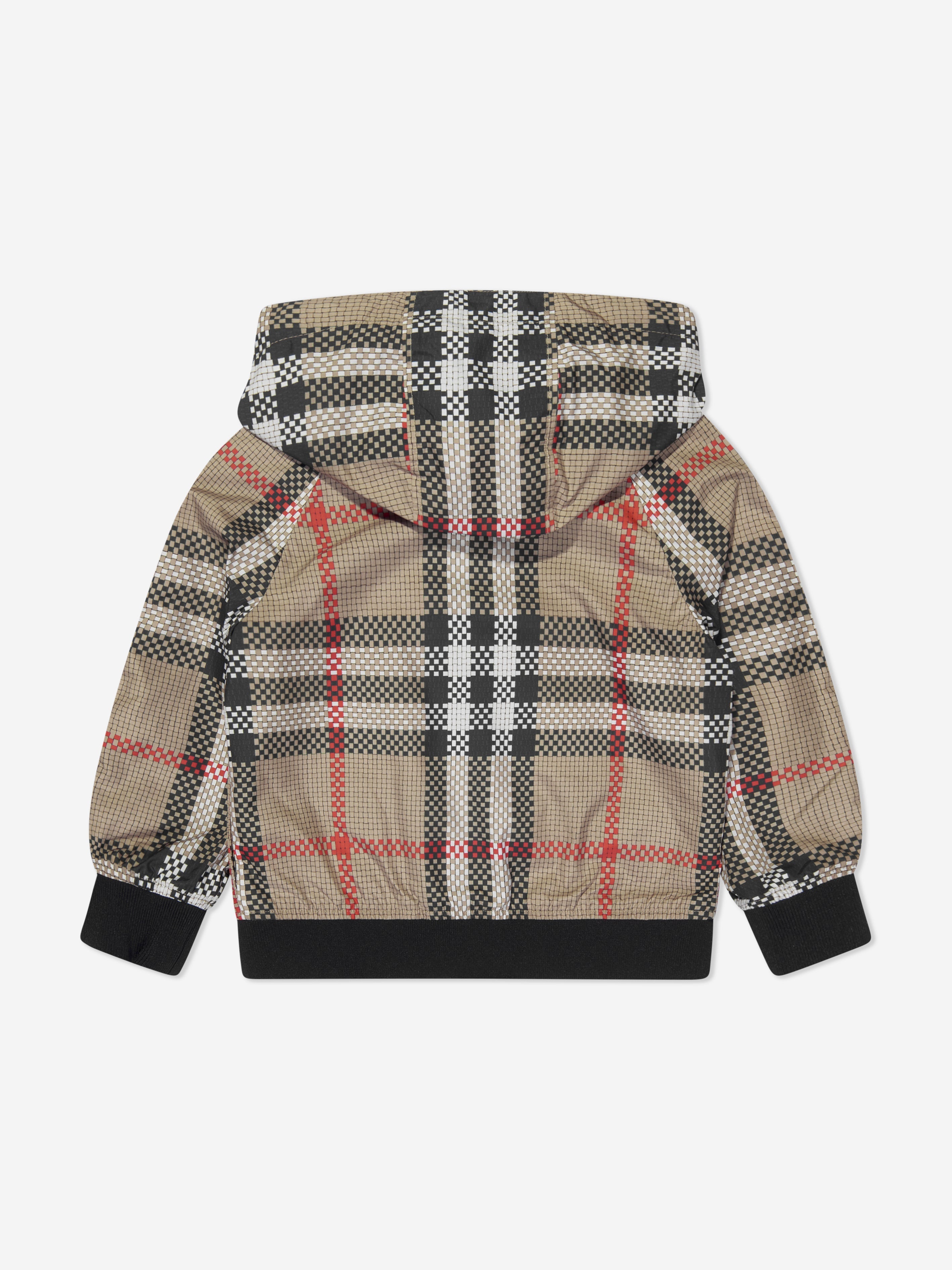 Boys Troy Zip Up Top in Archive Beige Check