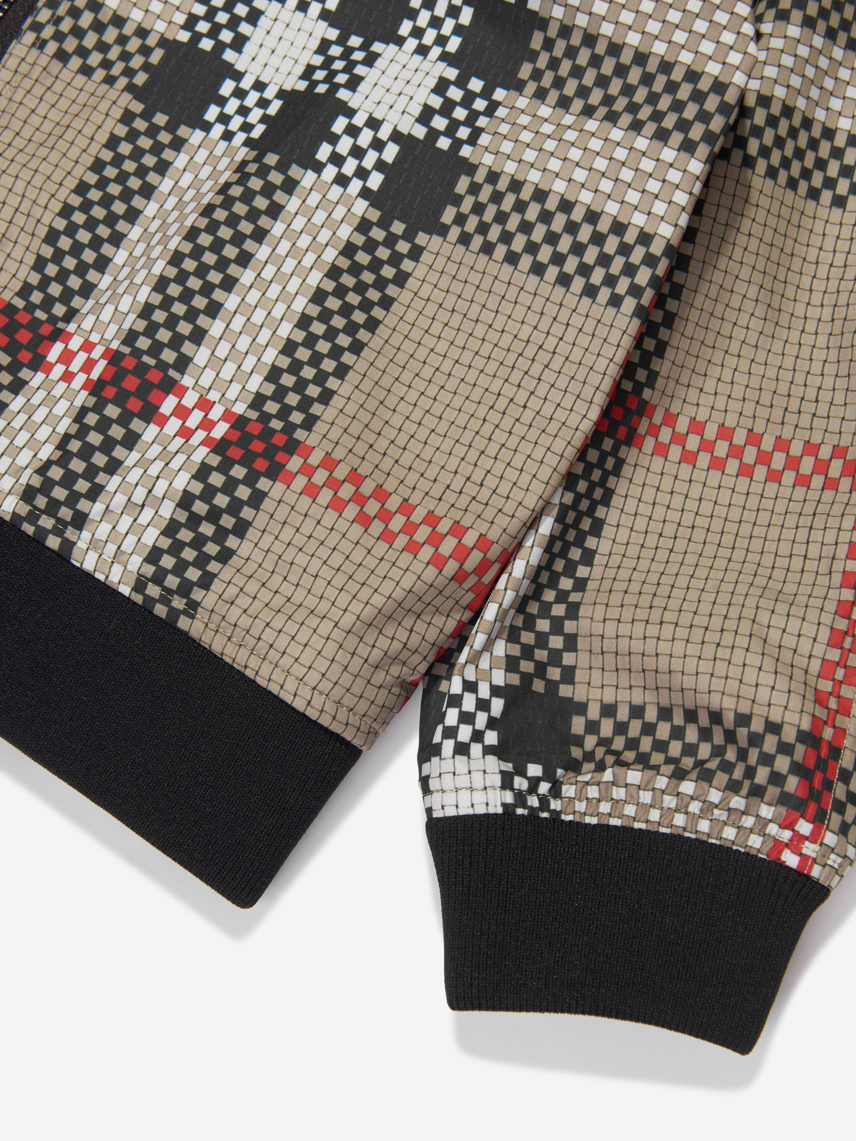Boys Troy Zip Up Top in Archive Beige Check