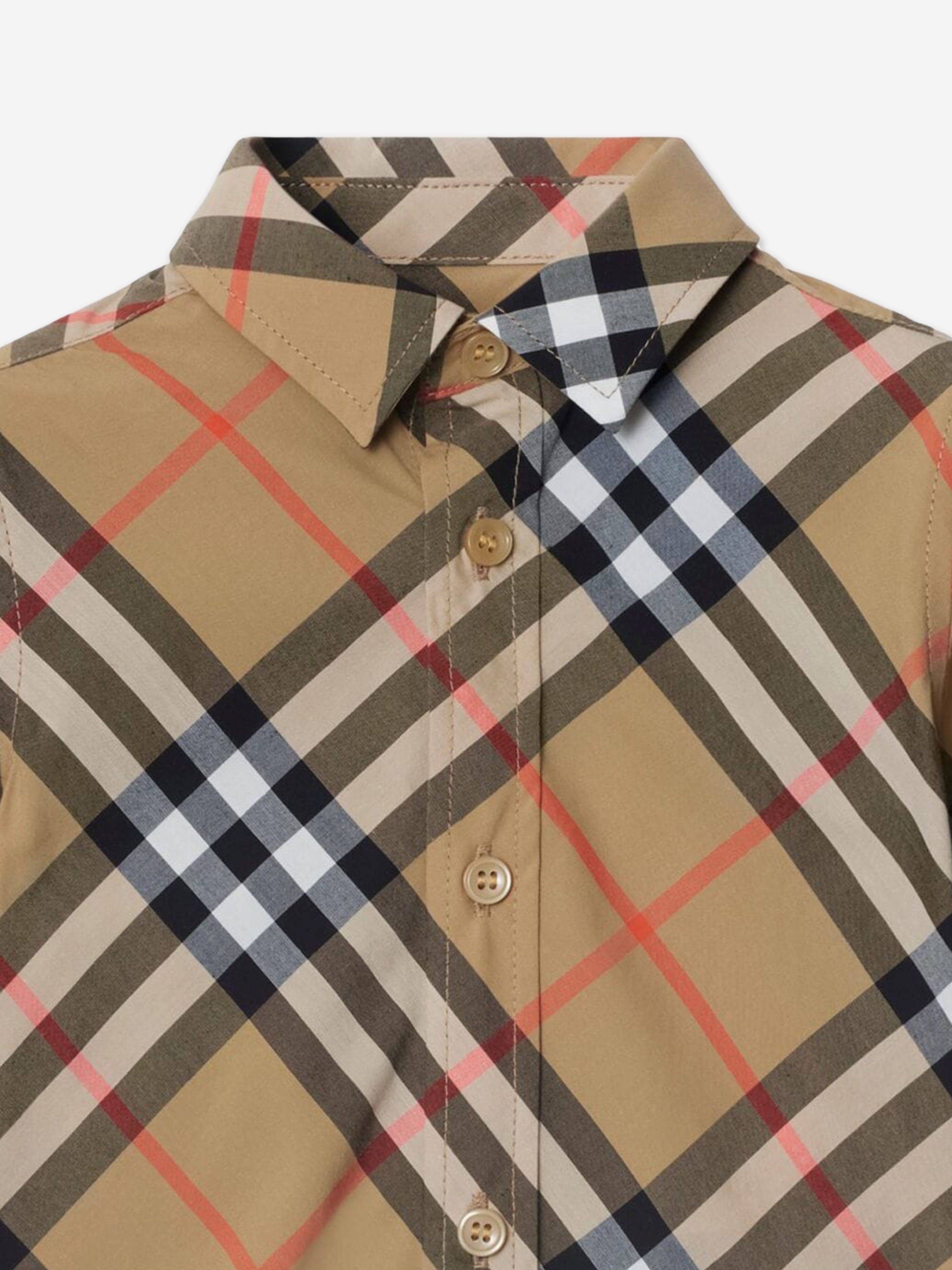 Burberry Baby Boys Qwen Long Sleeve Check Shirt in Beige