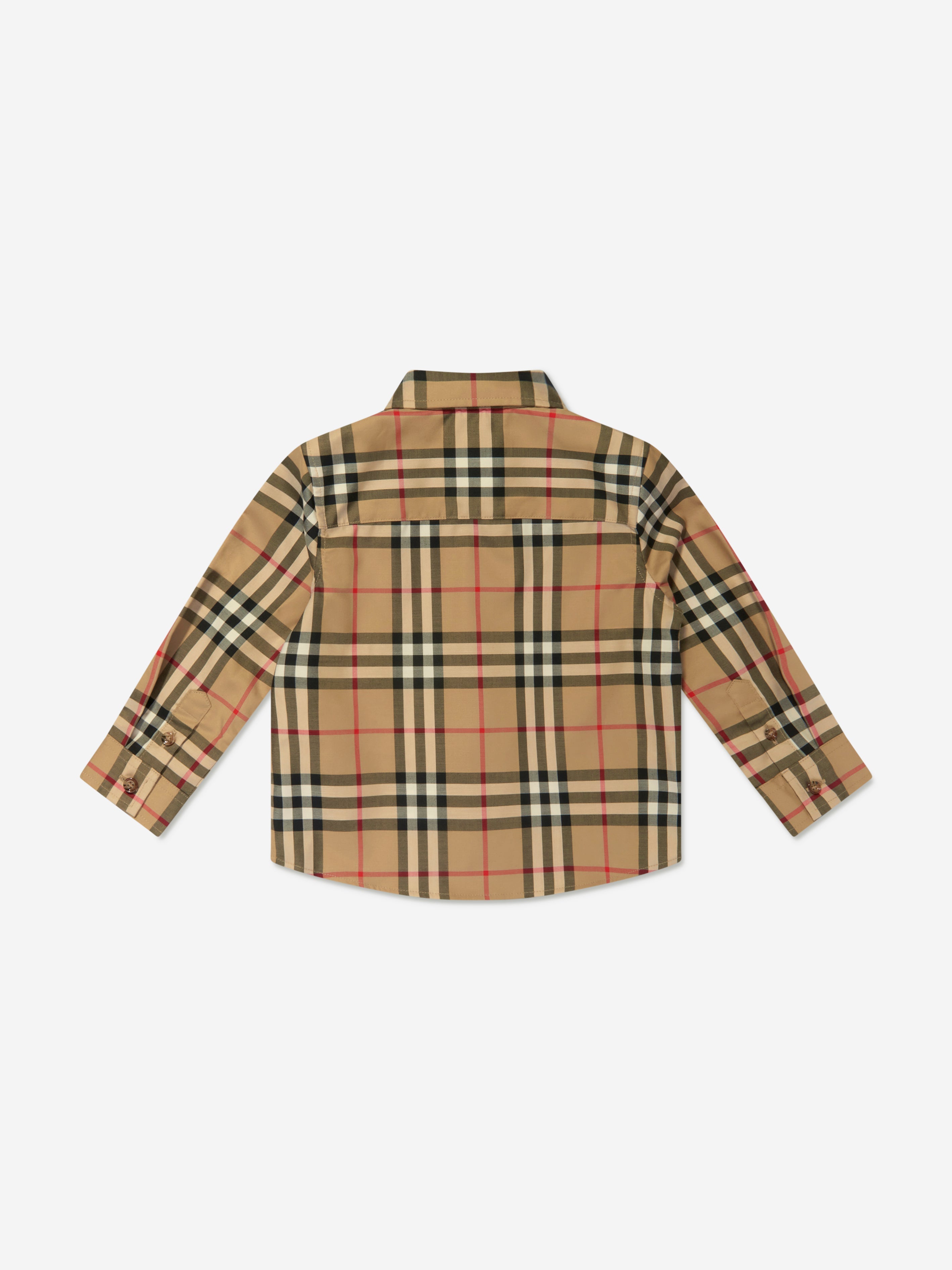 Baby Boys Owen Long Sleeve Check Shirt in Beige