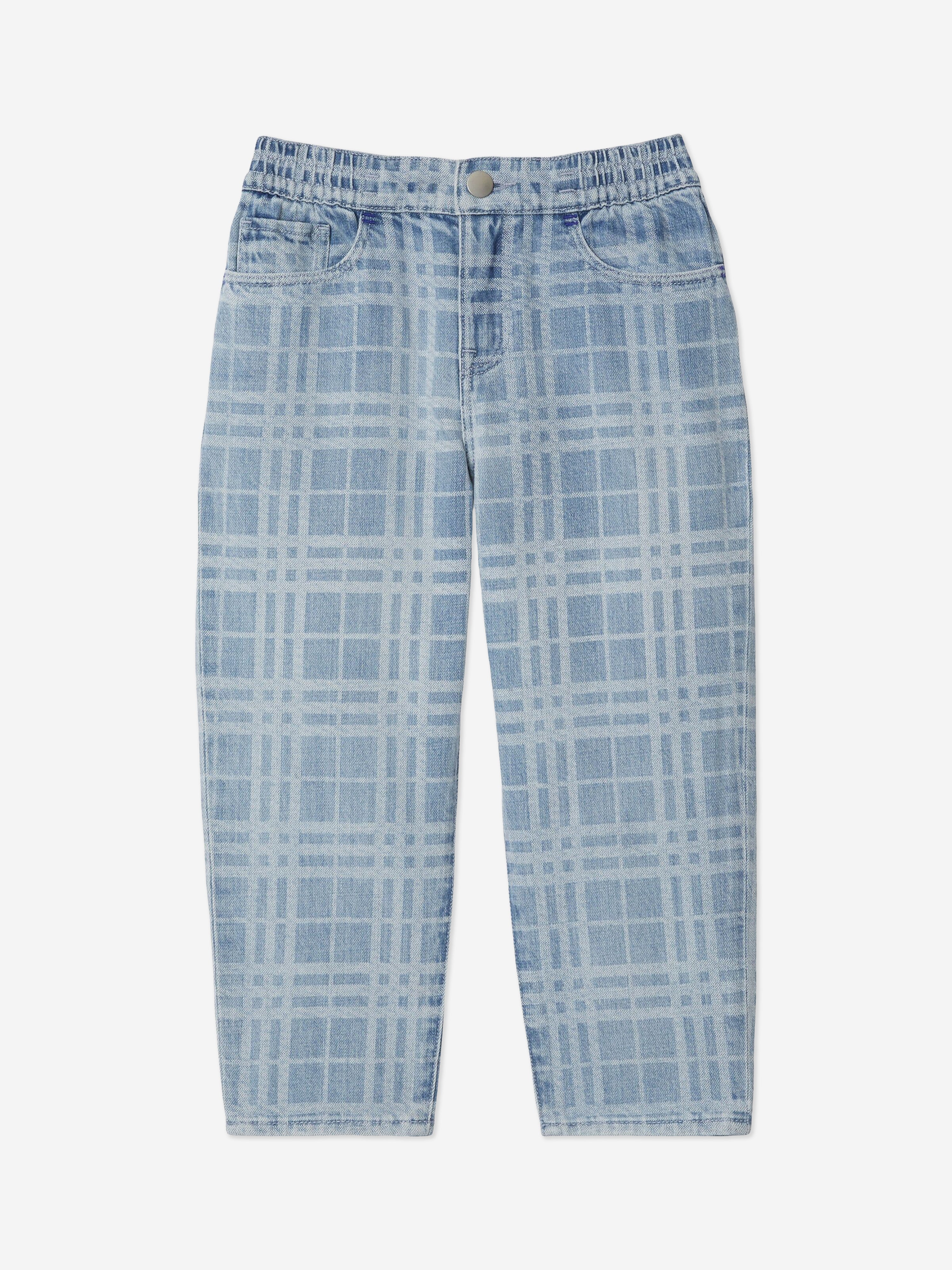 Boys Check Carven Trousers in Blue