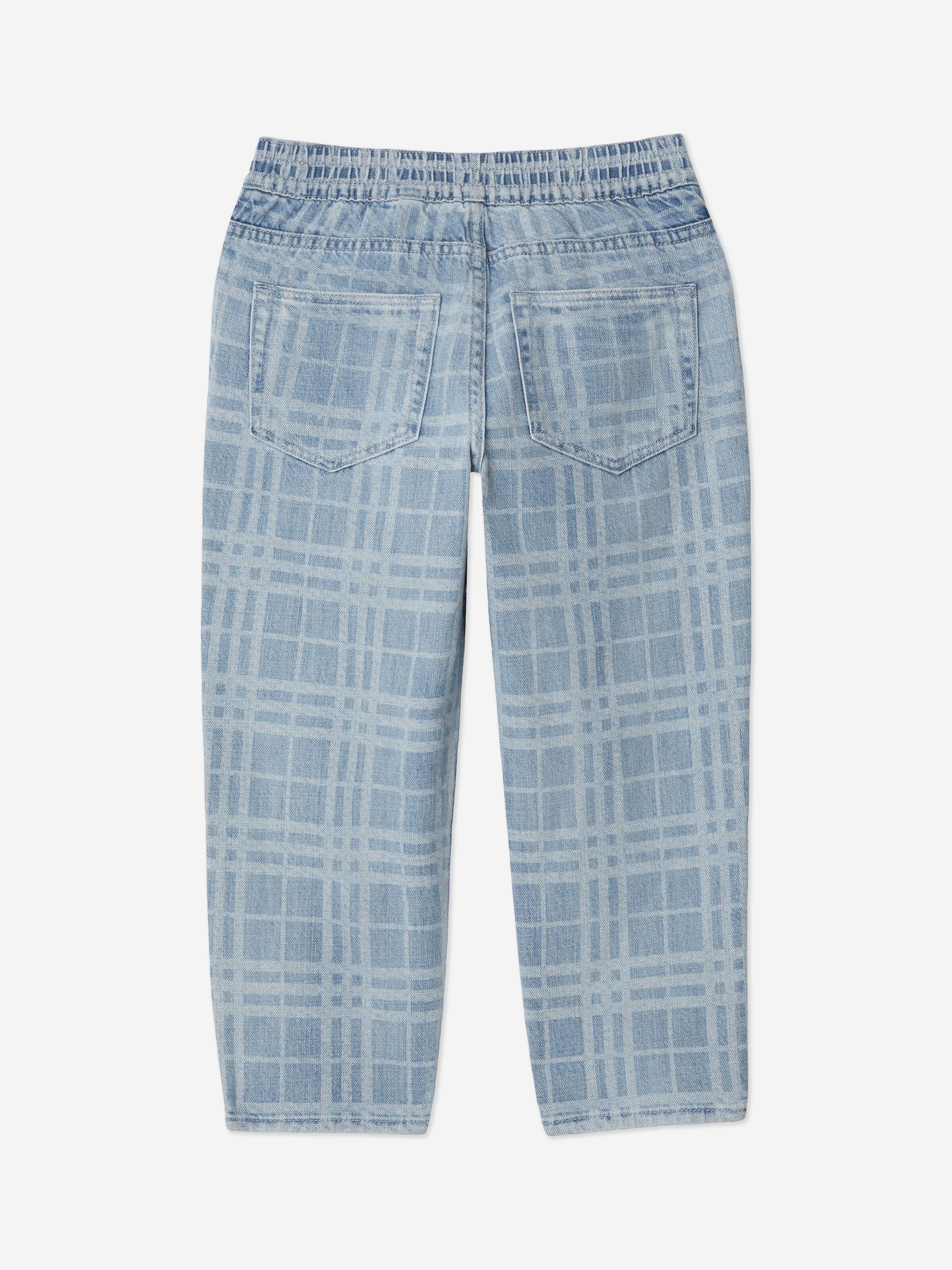 Boys Check Carven Trousers in Blue