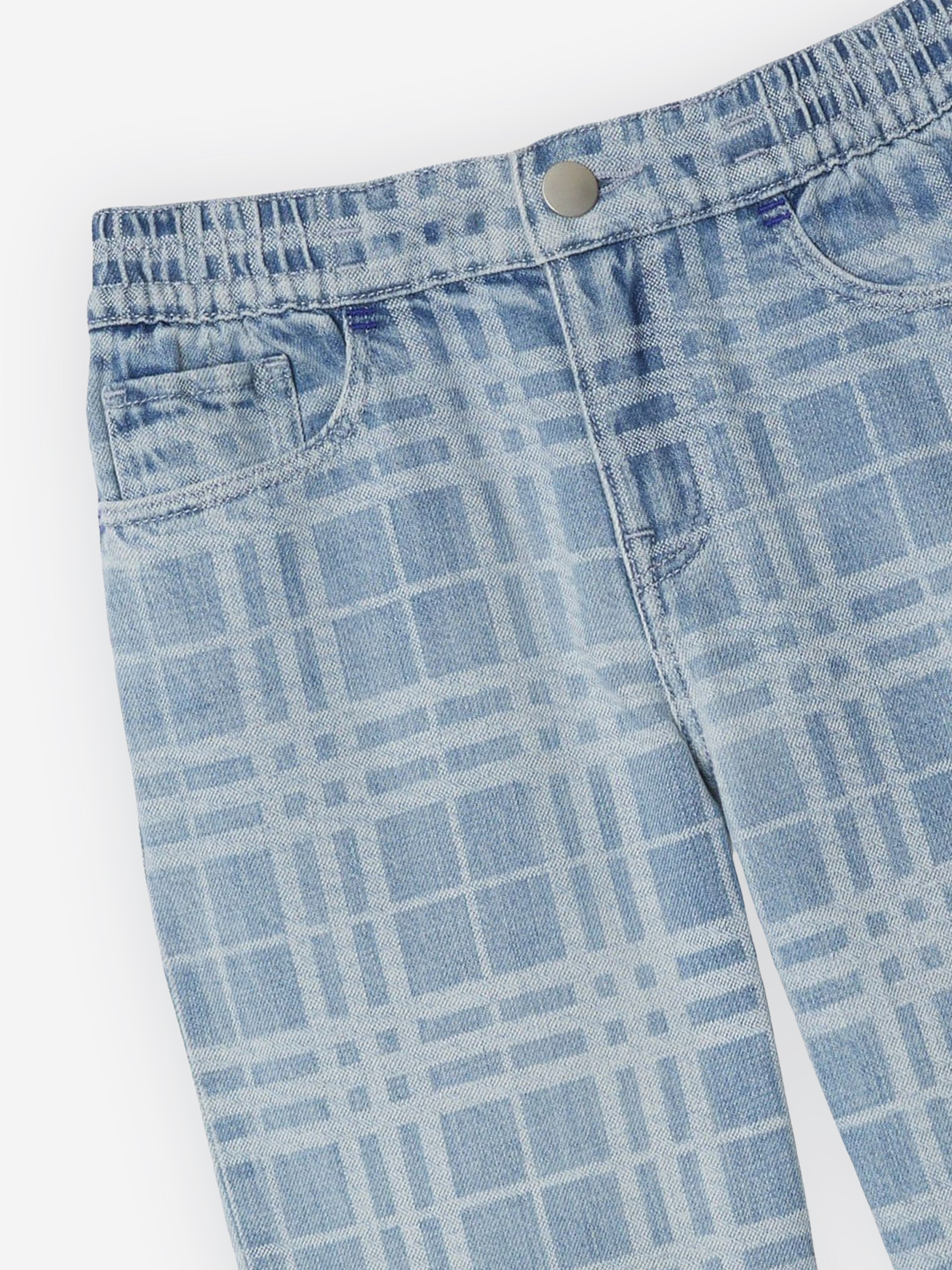 Boys Check Carven Trousers in Blue