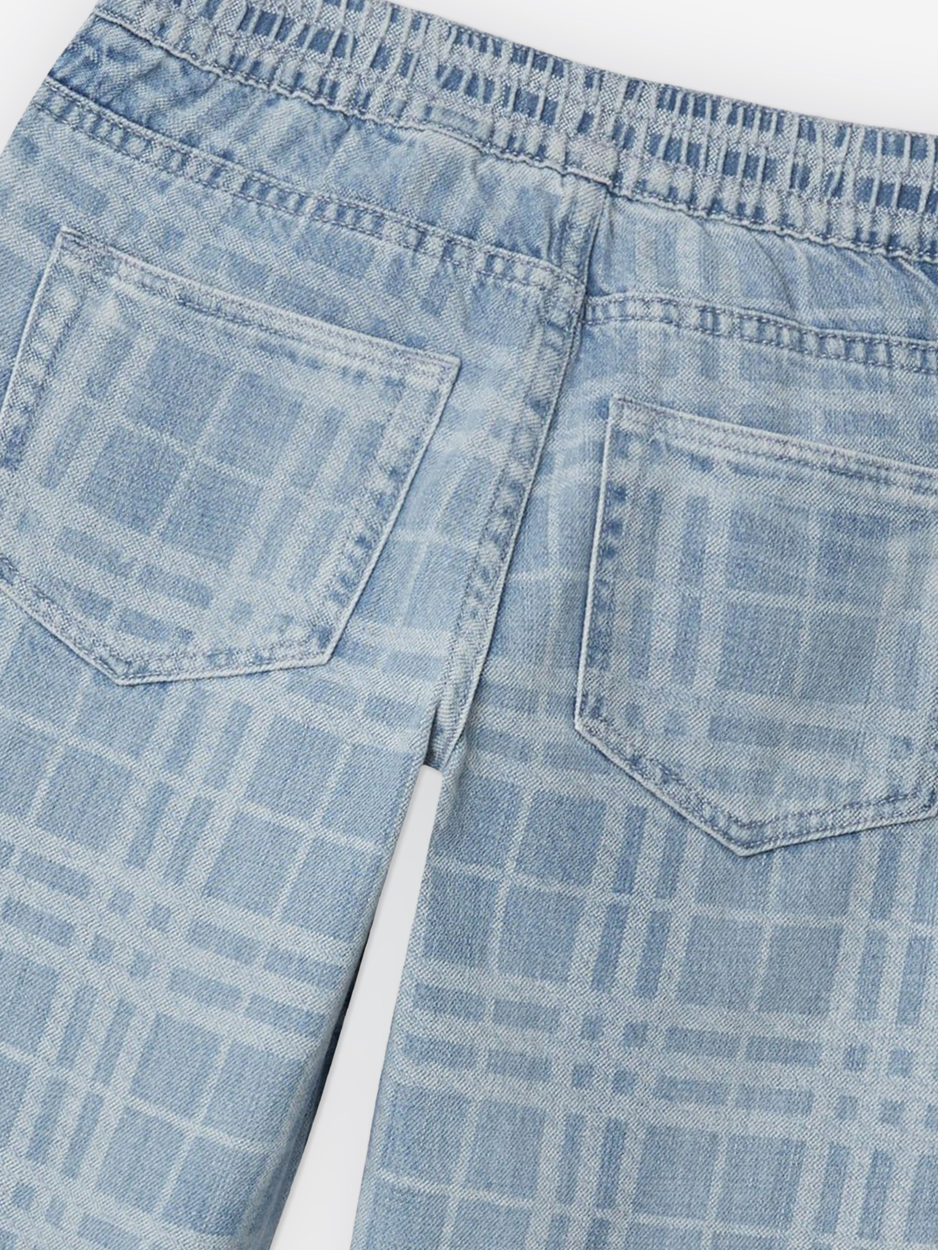 Boys Check Carven Trousers in Blue